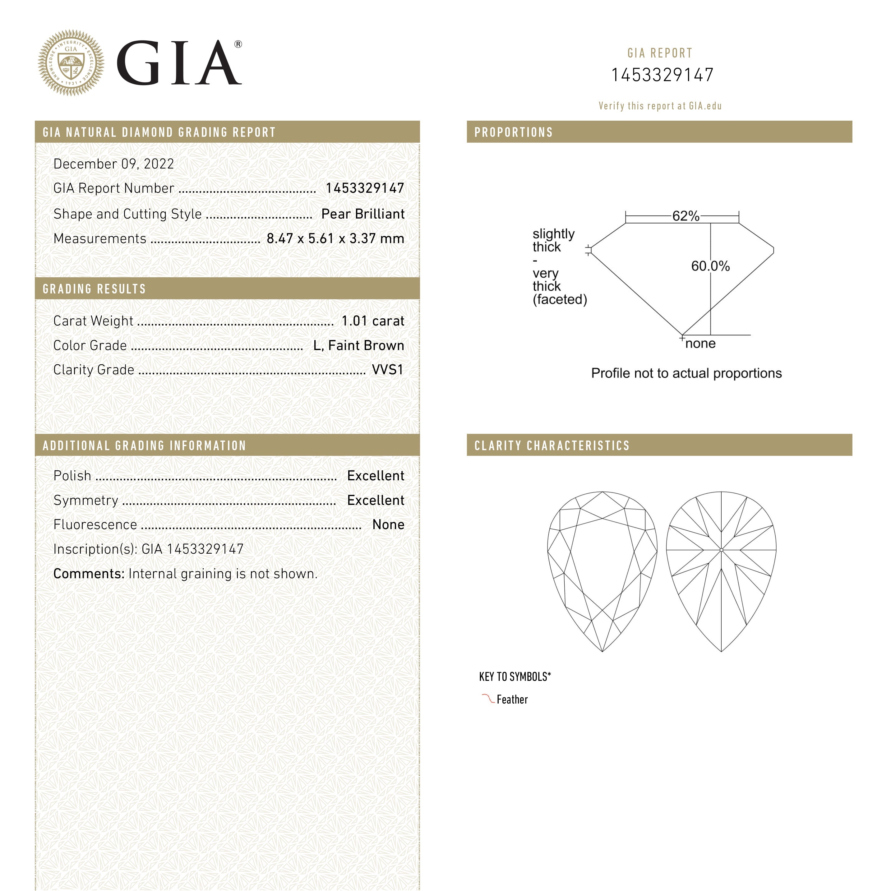 Champagne Brilliant Diamond - 1.01ct Pear