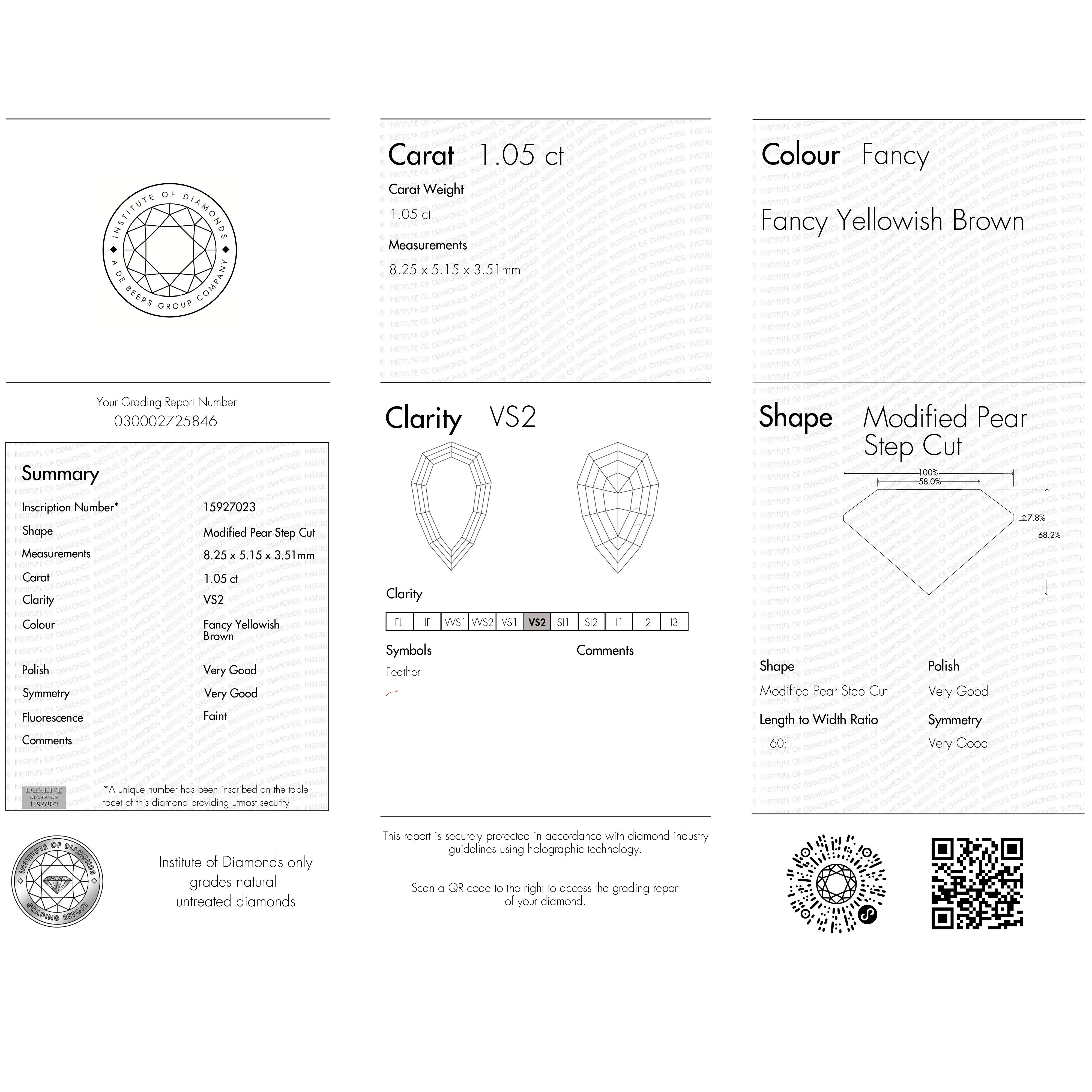 Champagne Step Cut Diamond - 1.05ct Geo Pear