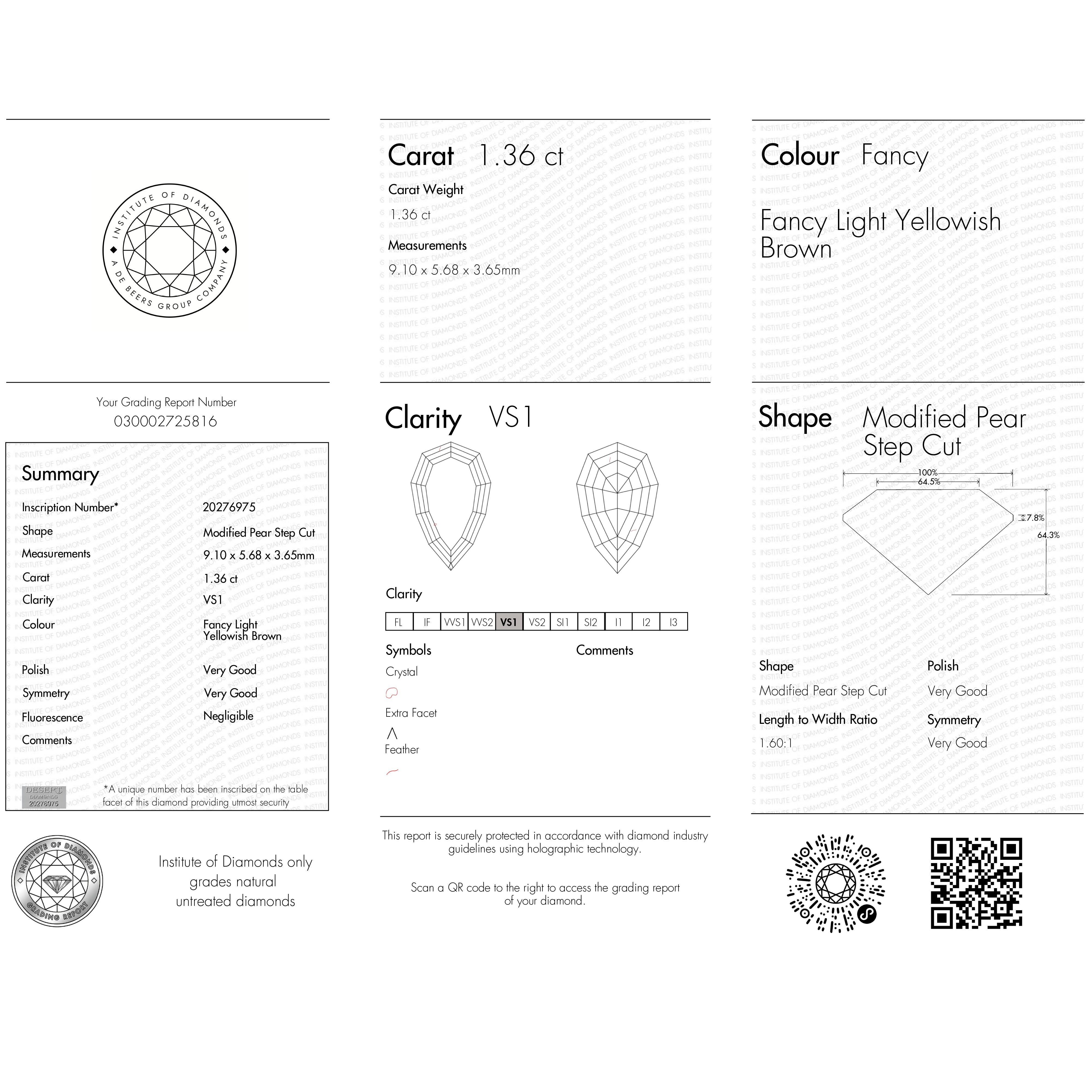 Champagne Step Cut Diamond - 1.36ct Geo Pear