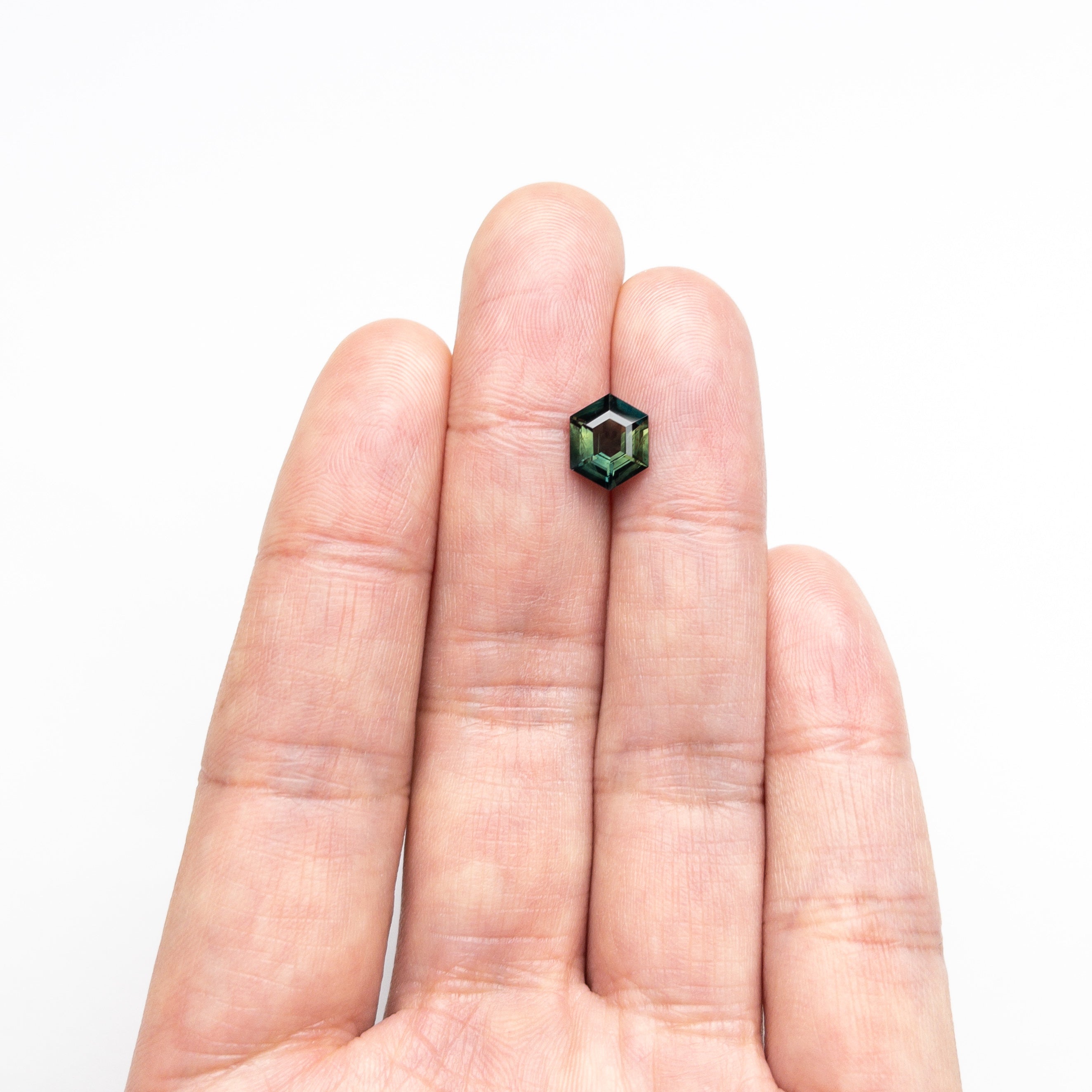 Green/Teal Step Cut Sapphire - 2.02ct Hexagon