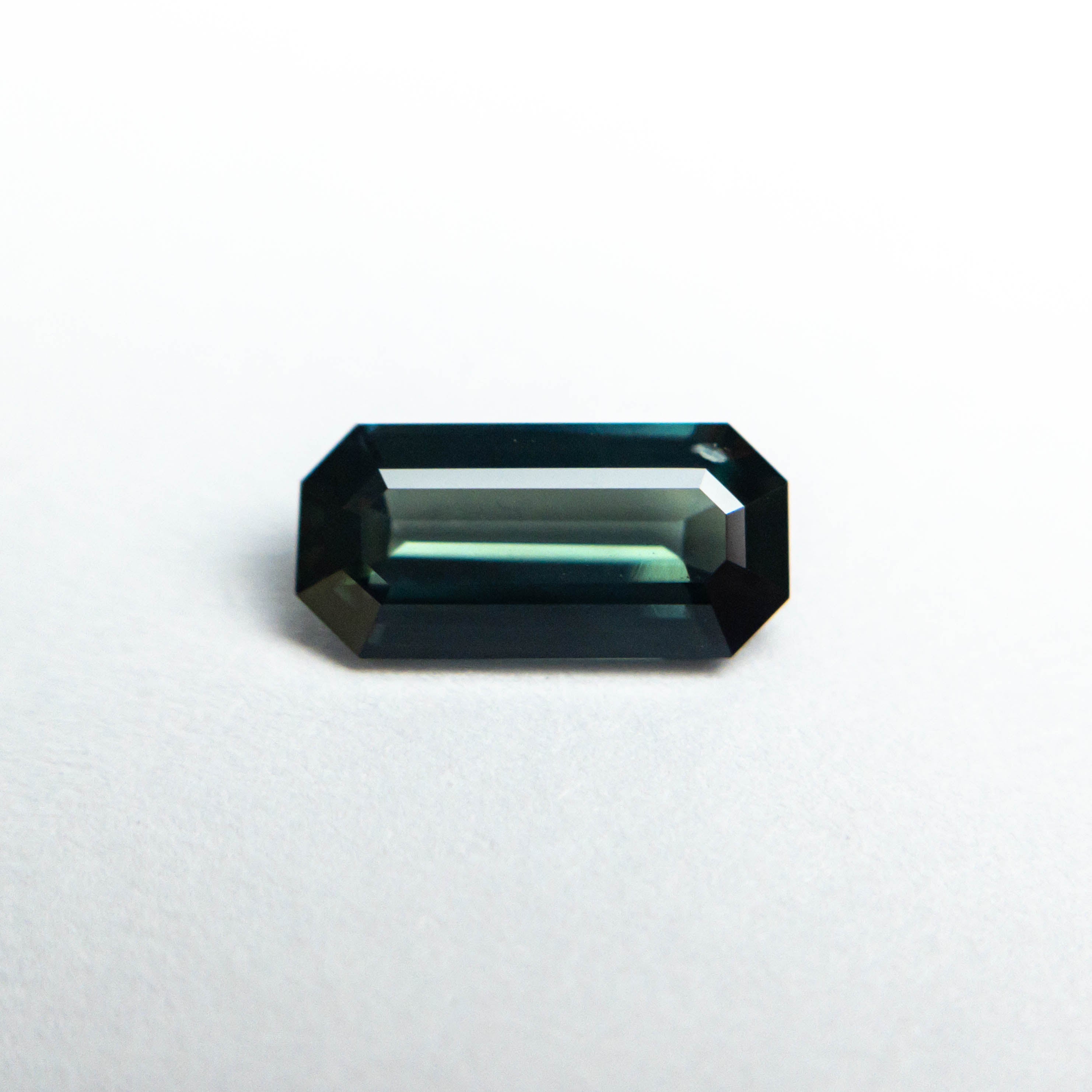 Green Step Cut Sapphire - 0.95ct Cut Corner Rectangle