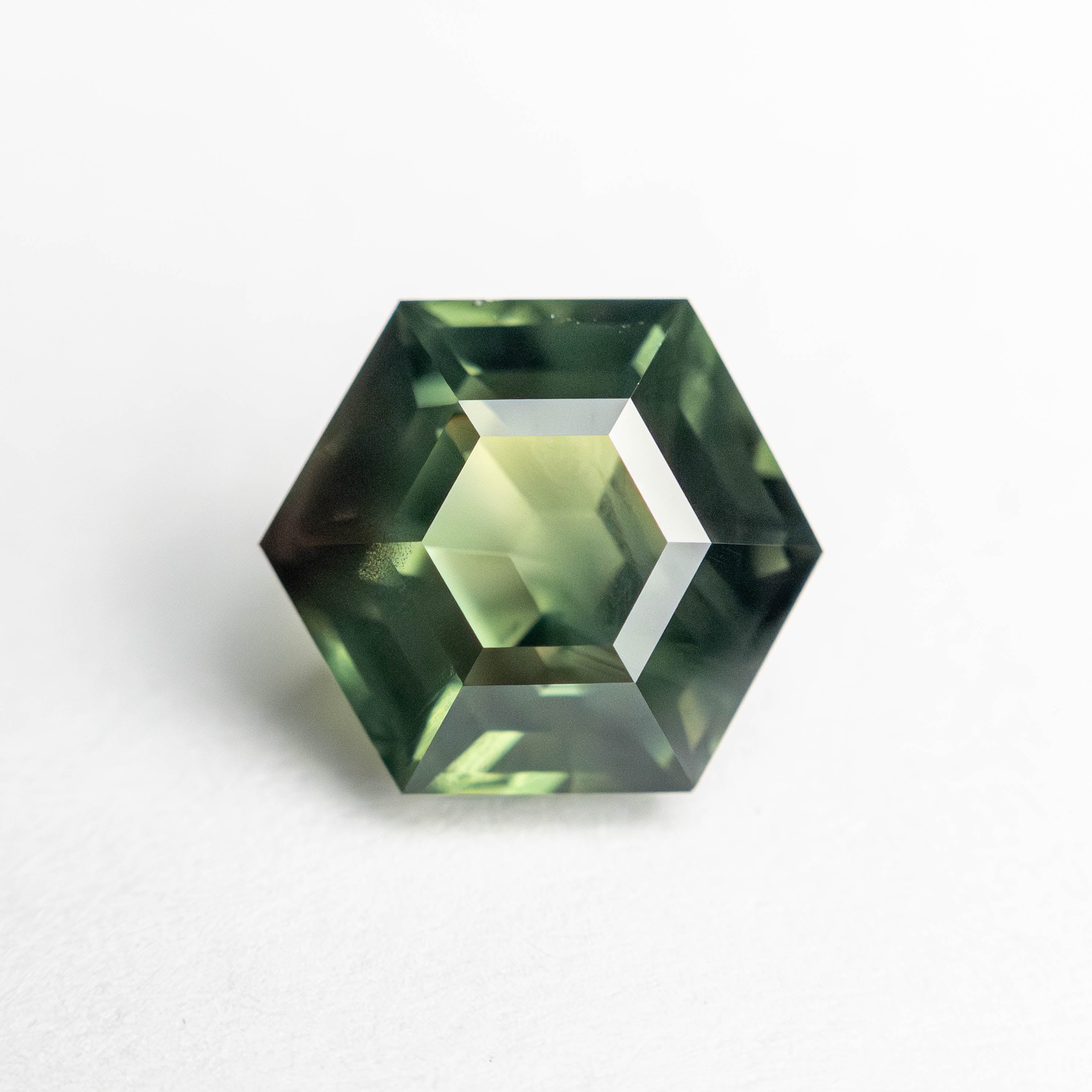 Green Step Cut Sapphire - 2.55ct Hexagon