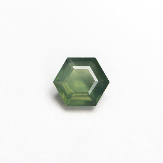 Green Step Cut Sapphire - 1.04ct Hexagon