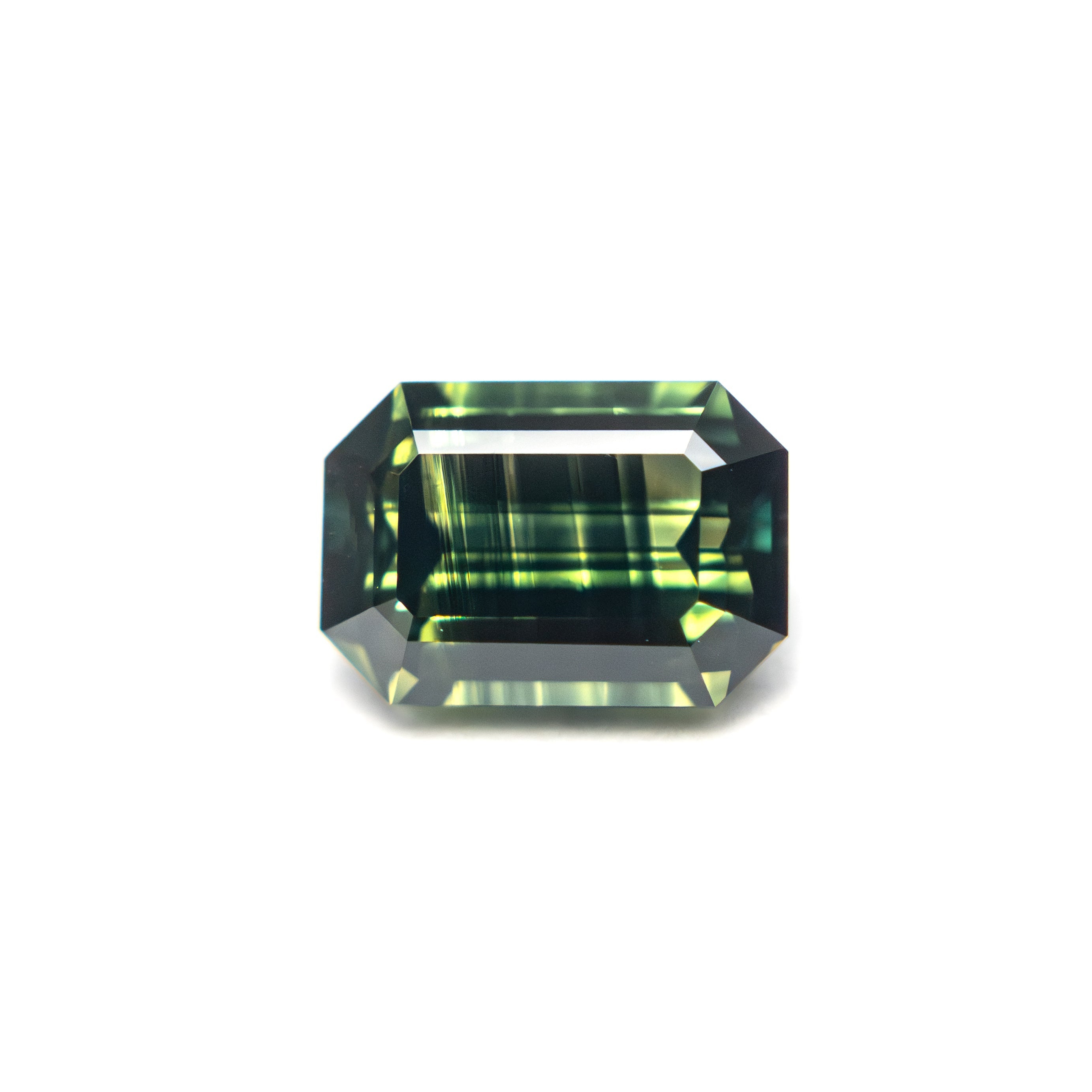 Green/Teal Step Cut Sapphire - 1.50ct Cut Corner Rectangle