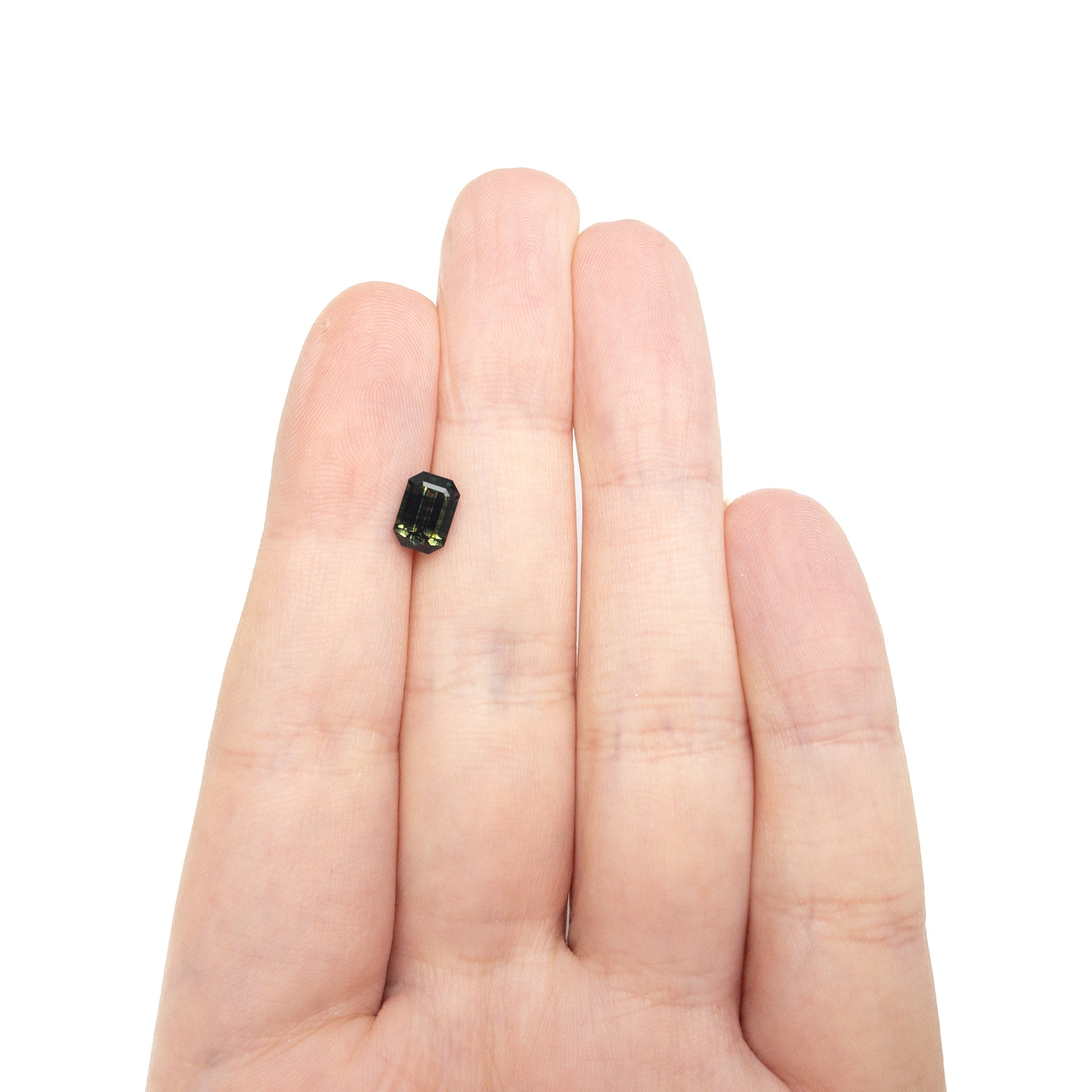 Green/Teal Step Cut Sapphire - 1.50ct Cut Corner Rectangle