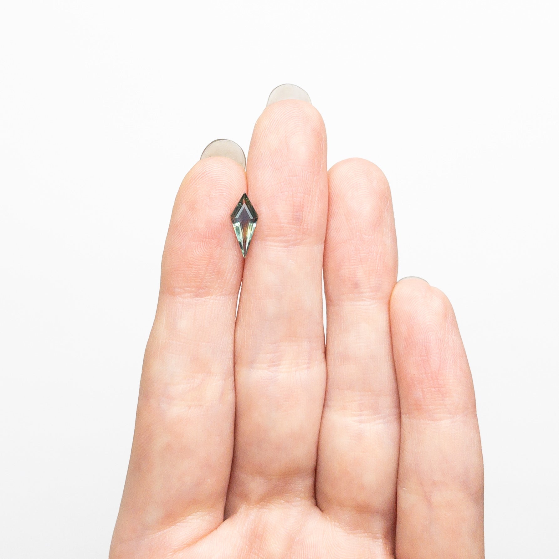 Parti Yellow-Teal Step Cut Sapphire - 0.70ct Kite