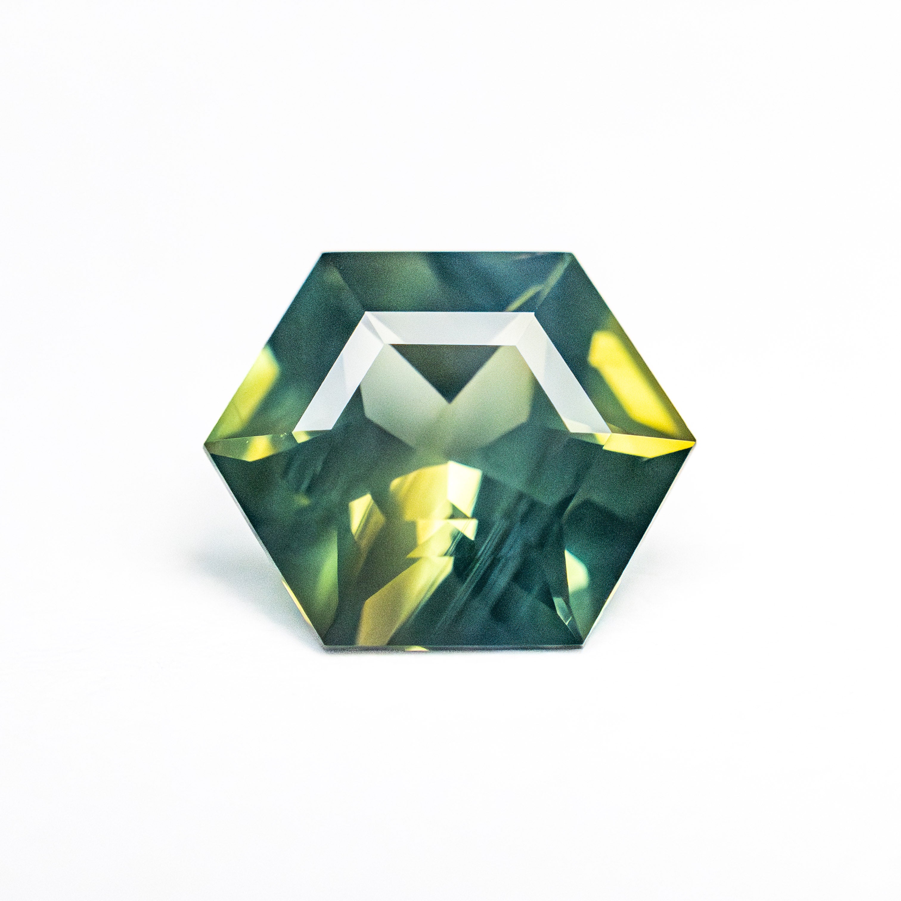 Green Step Cut Sapphire - 2.17ct Hexagon