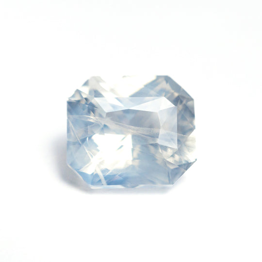 Opalescent White Step Cut Sapphire - 4.08ct Cut Corner Rectangle