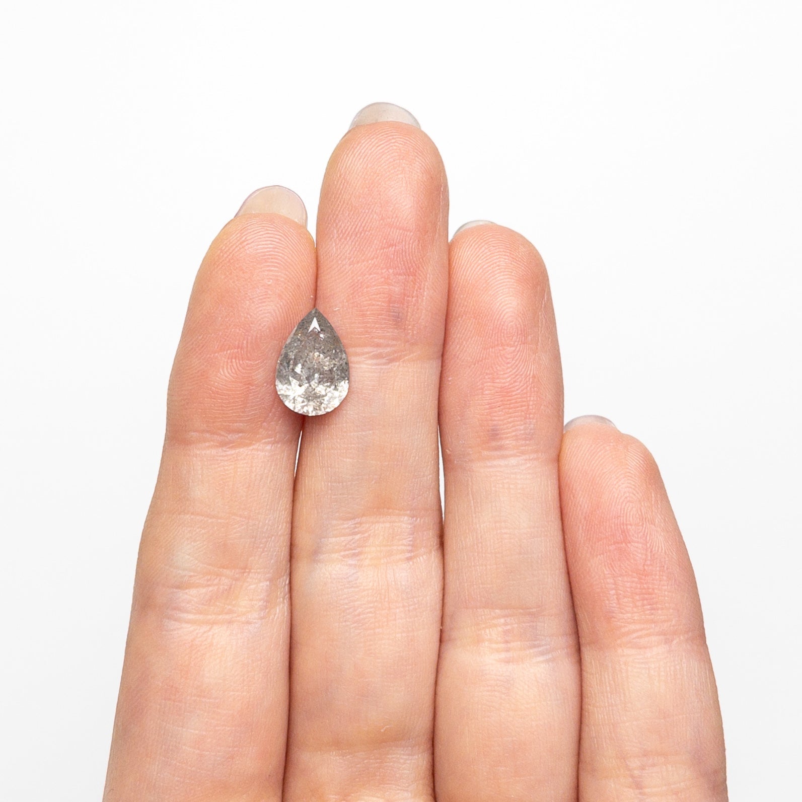 Salt and Pepper Brilliant Diamond - 2.10ct Pear - Foe & Dear