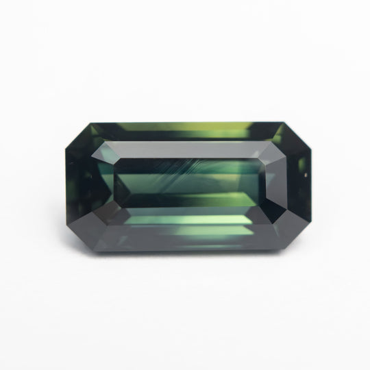 Green/Teal Step Cut Sapphire - 3.73ct Cut Corner Rectangle