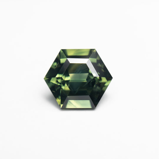 Green Step Cut Sapphire - 2.21ct Hexagon