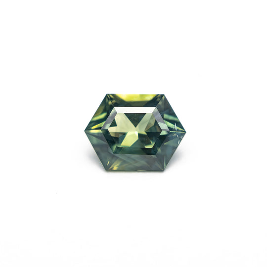 Green Step Cut Sapphire - 0.88ct Hexagon