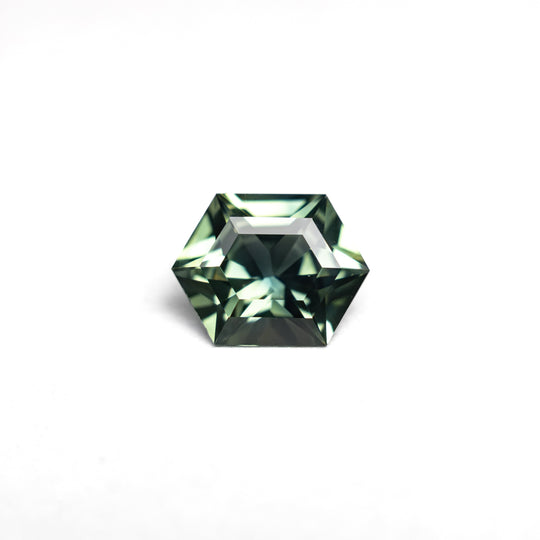 Green/Teal Step Cut Sapphire - 0.81ct Hexagon