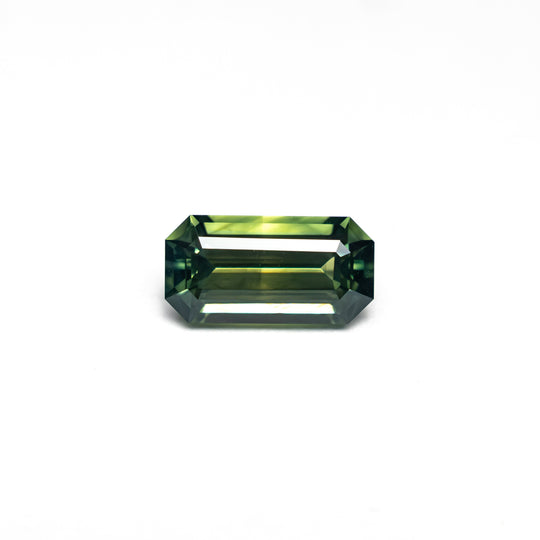 Green Step Cut Sapphire - 0.82ct Cut Corner Rectangle