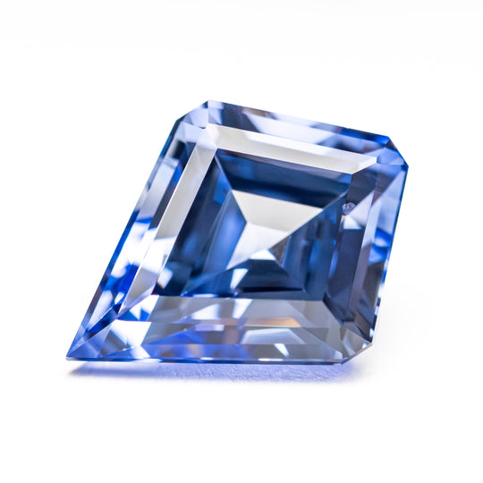 Blue Step Cut Sapphire - 5.43ct Kite