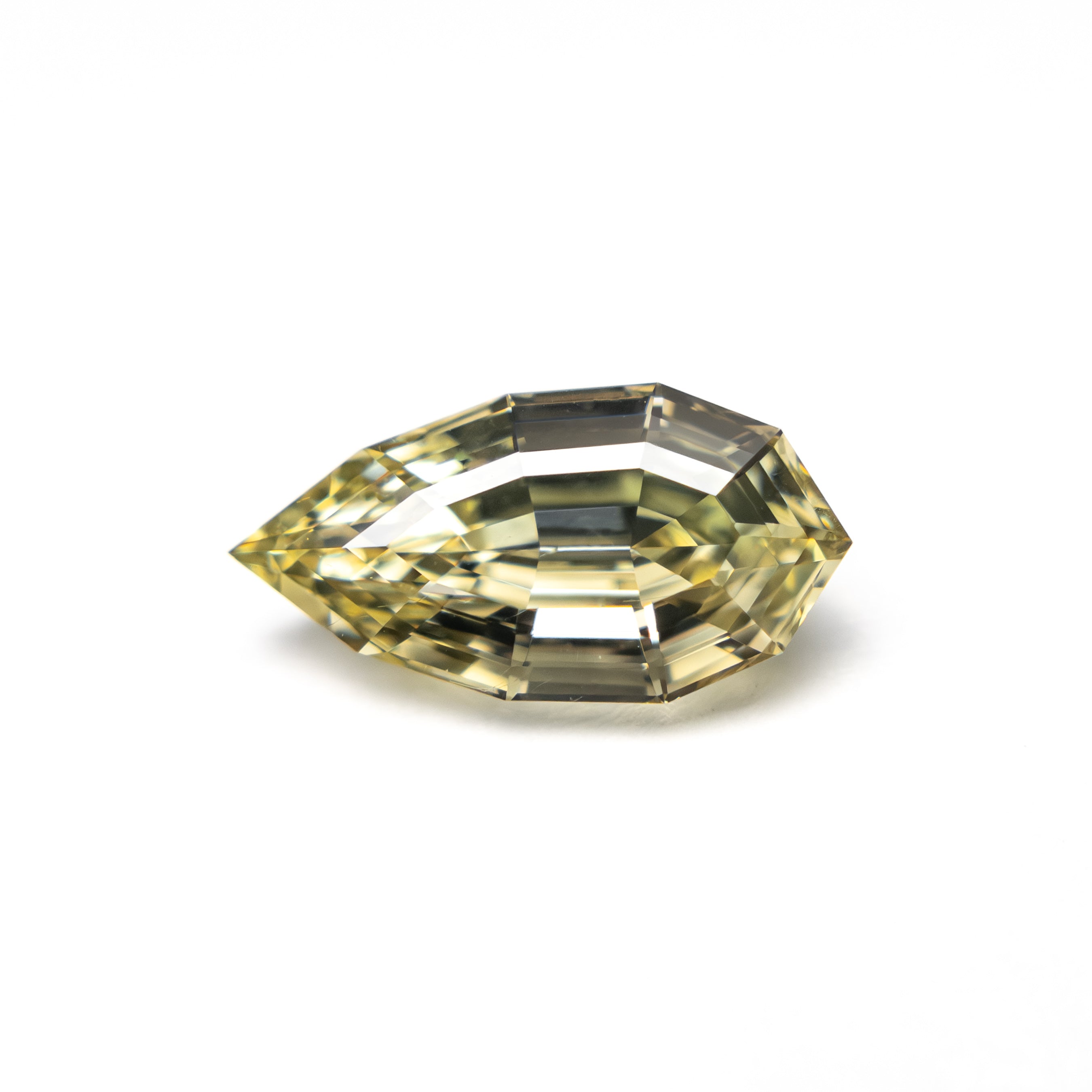 Greenish Yellow Step Cut Diamond - 1.02ct Geo Pear