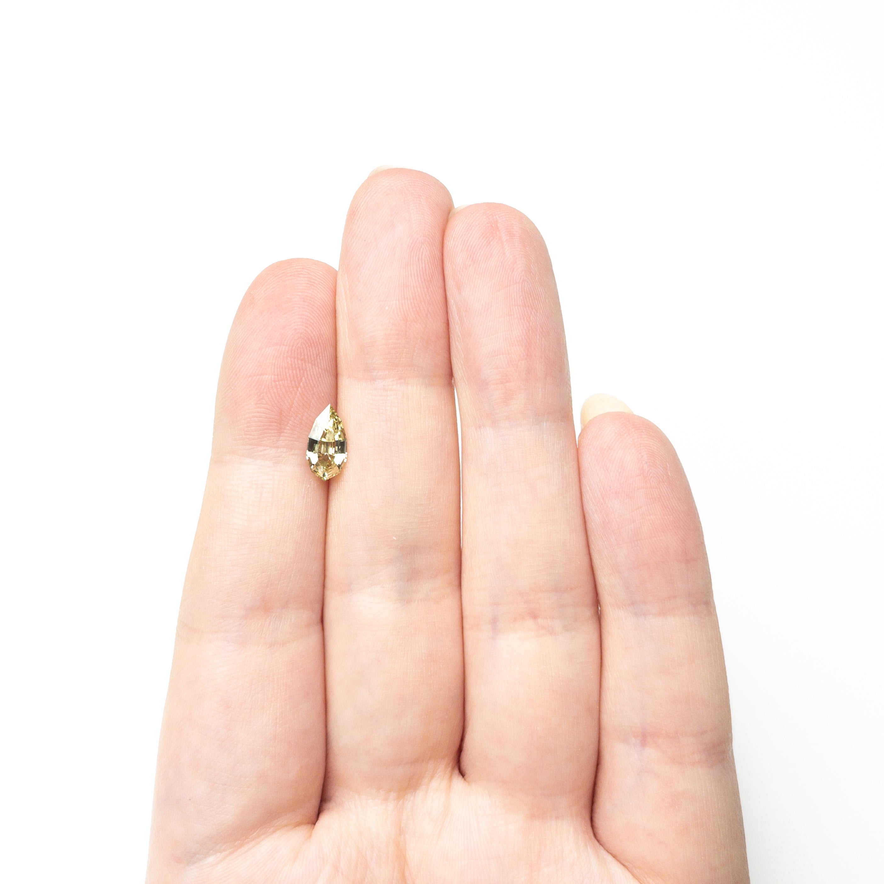 Greenish Yellow Step Cut Diamond - 1.02ct Geo Pear
