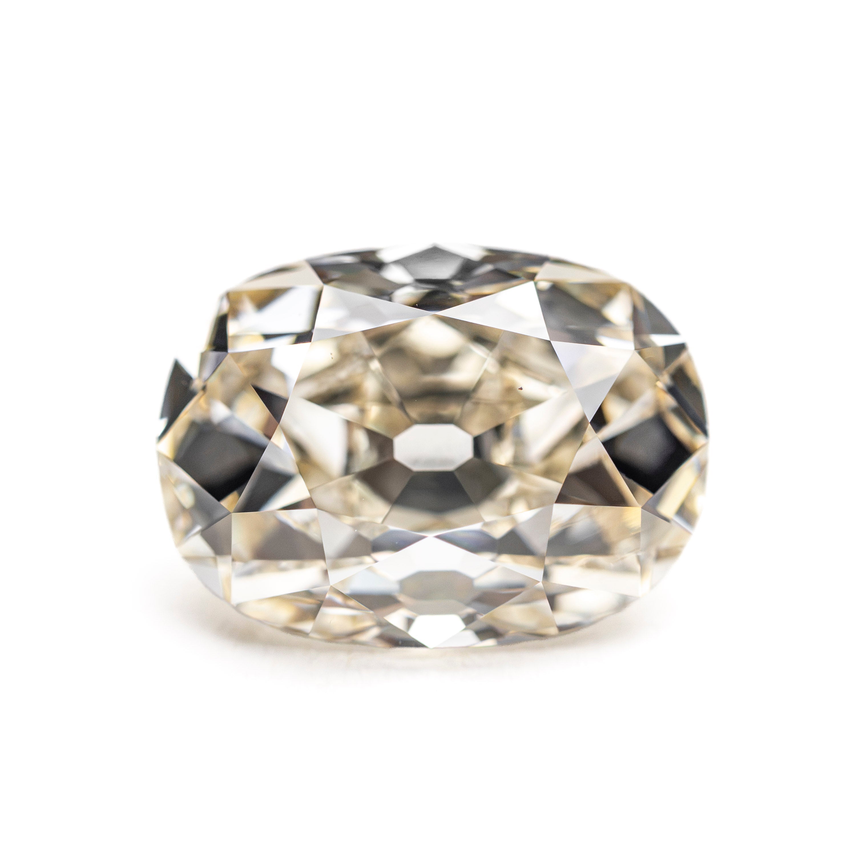 Champagne Modern Antique Old Mine Cut Diamond - 3.52ct Cushion