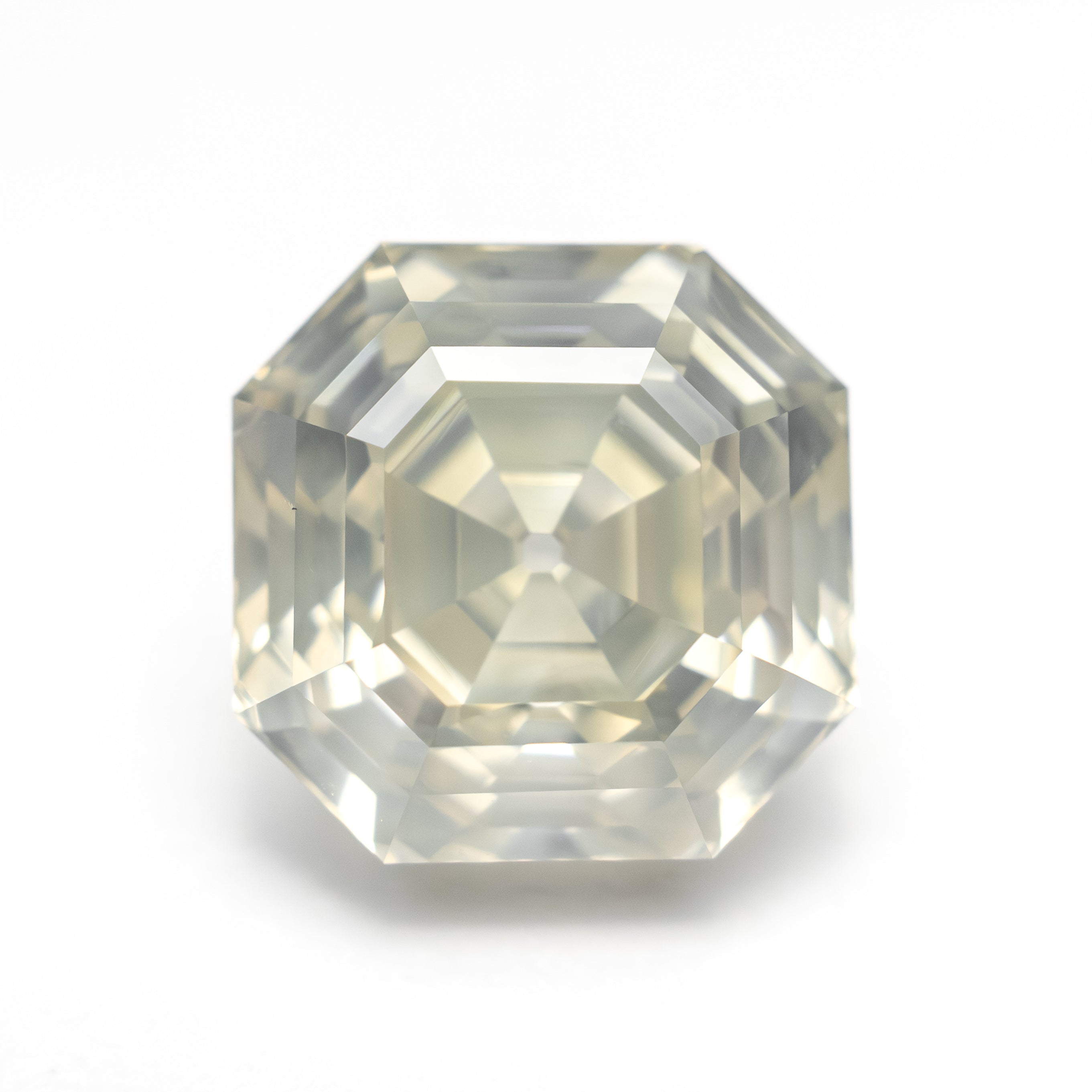 Fancy Greyish Greenish Yellow Step Cut Diamond - 5.51ct Cut Corner Square