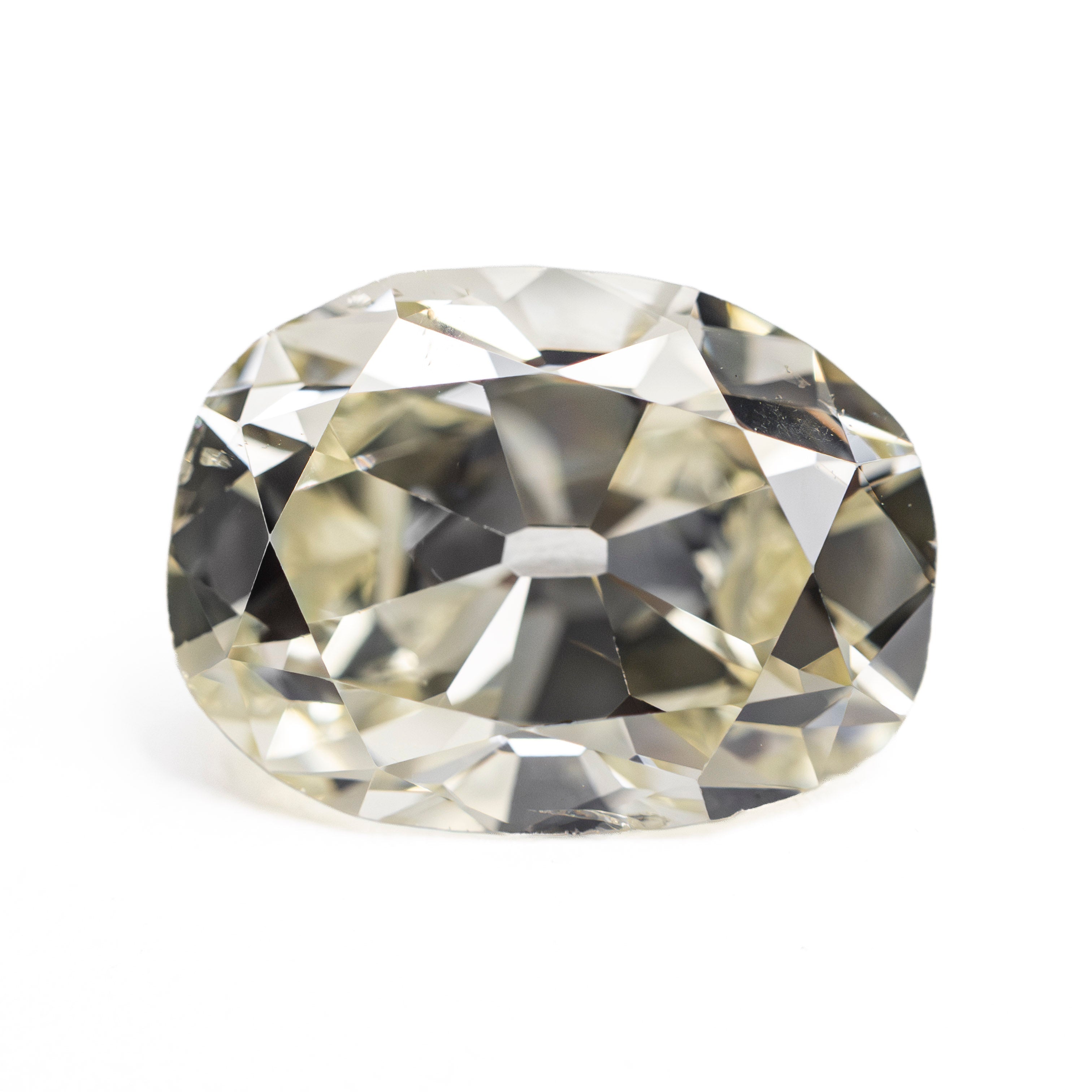 Light Yellow Antique Old Mine Cut Diamond - 4.01ct Cushion