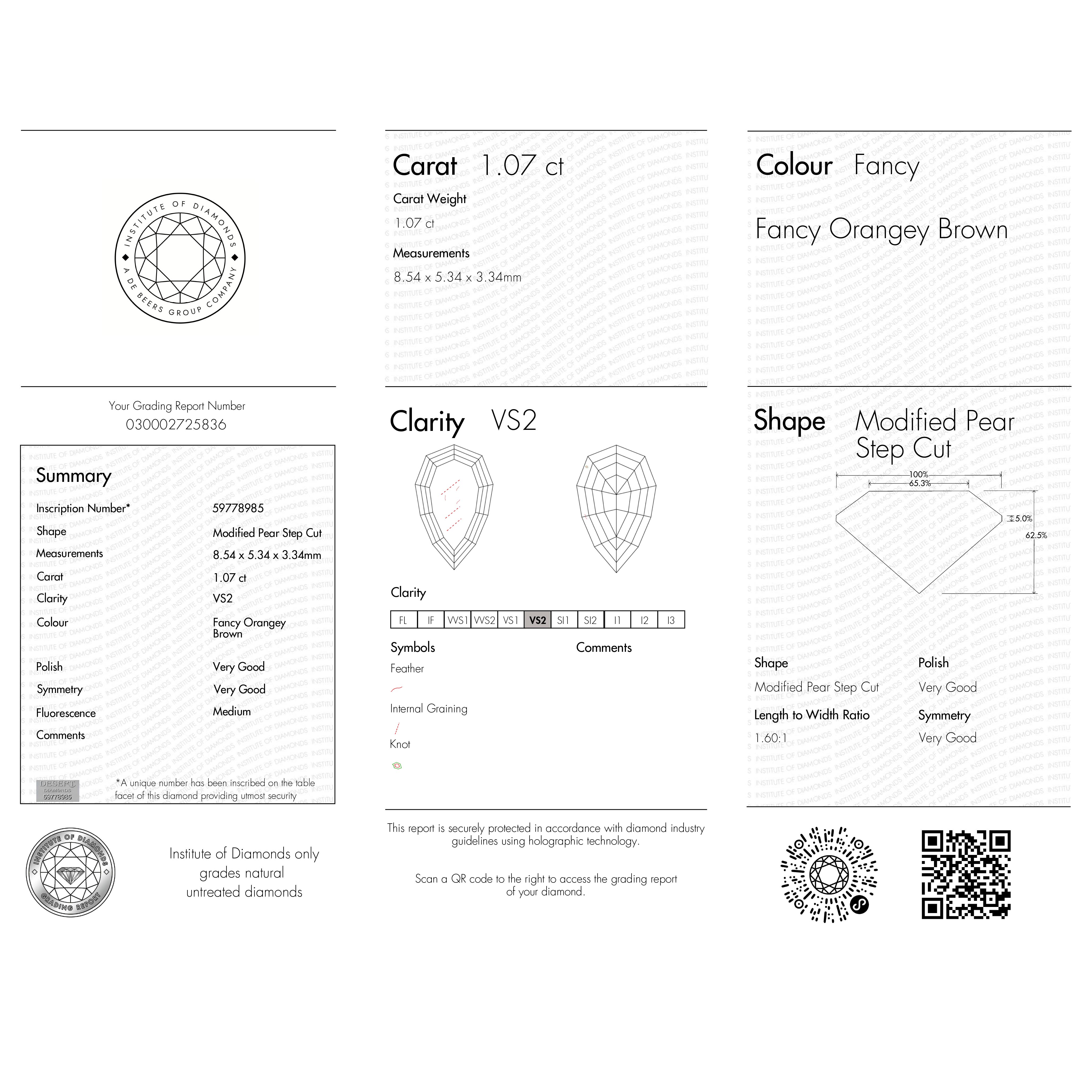 Champagne Step Cut Diamond - 1.07ct Geo Pear