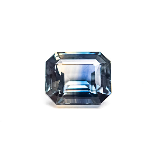 Parti Green-Blue Step Cut Sapphire - 1.55ct Cut Corner Rectangle