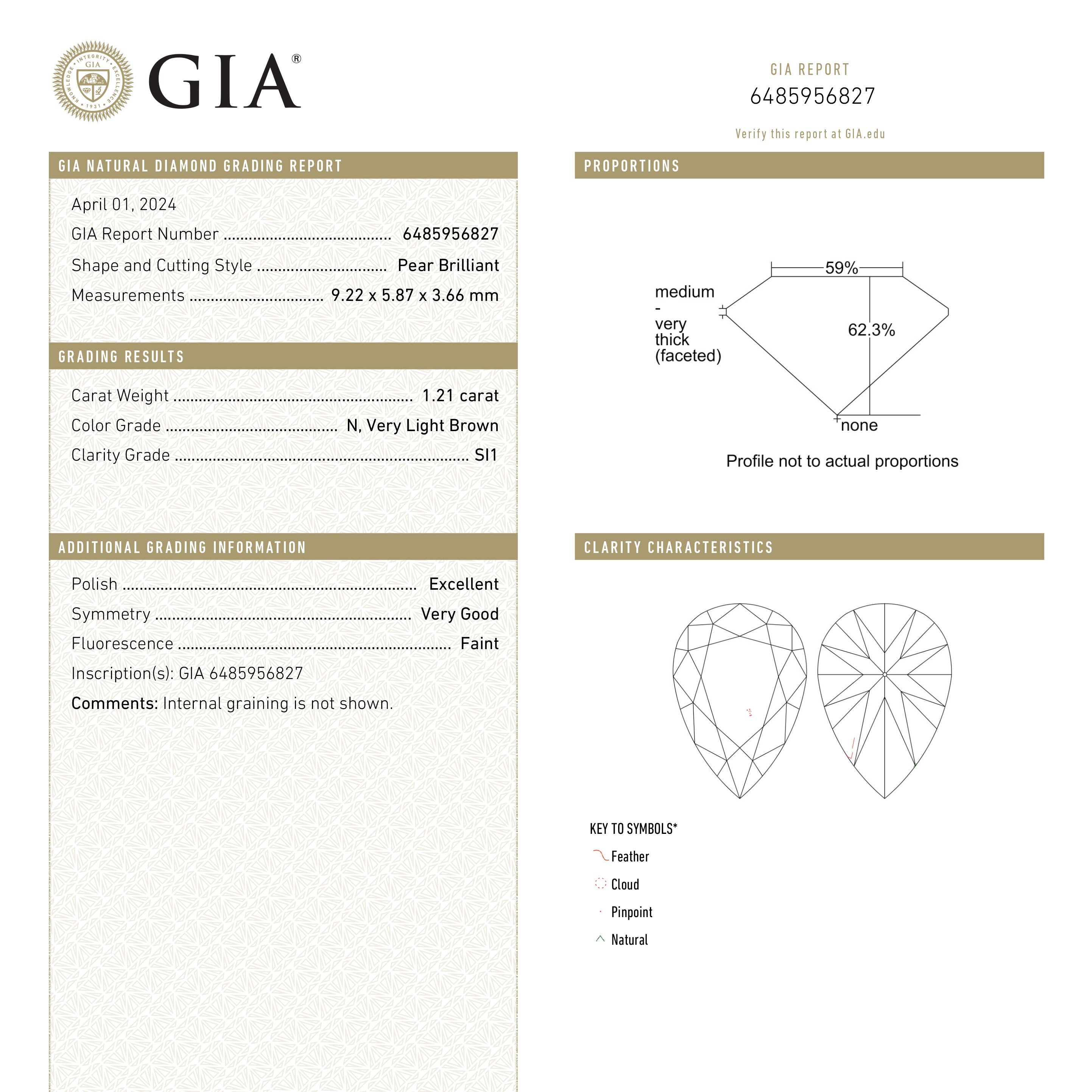 Champagne Brilliant Diamond - 1.21ct Pear