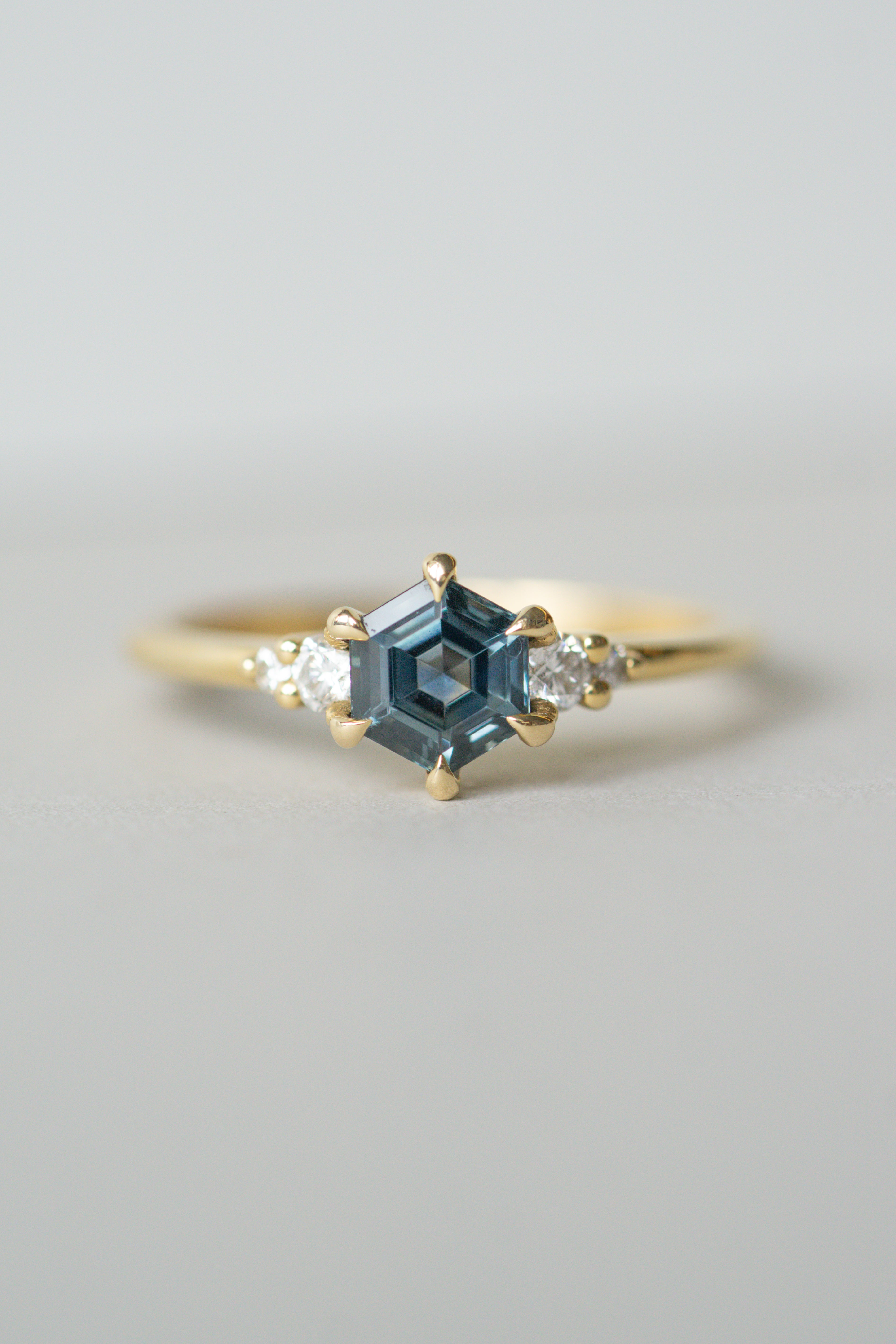 Selene Ring -  .98ct Teal Hexagon Montana Sapphire *ready-to-ship - Foe & Dear