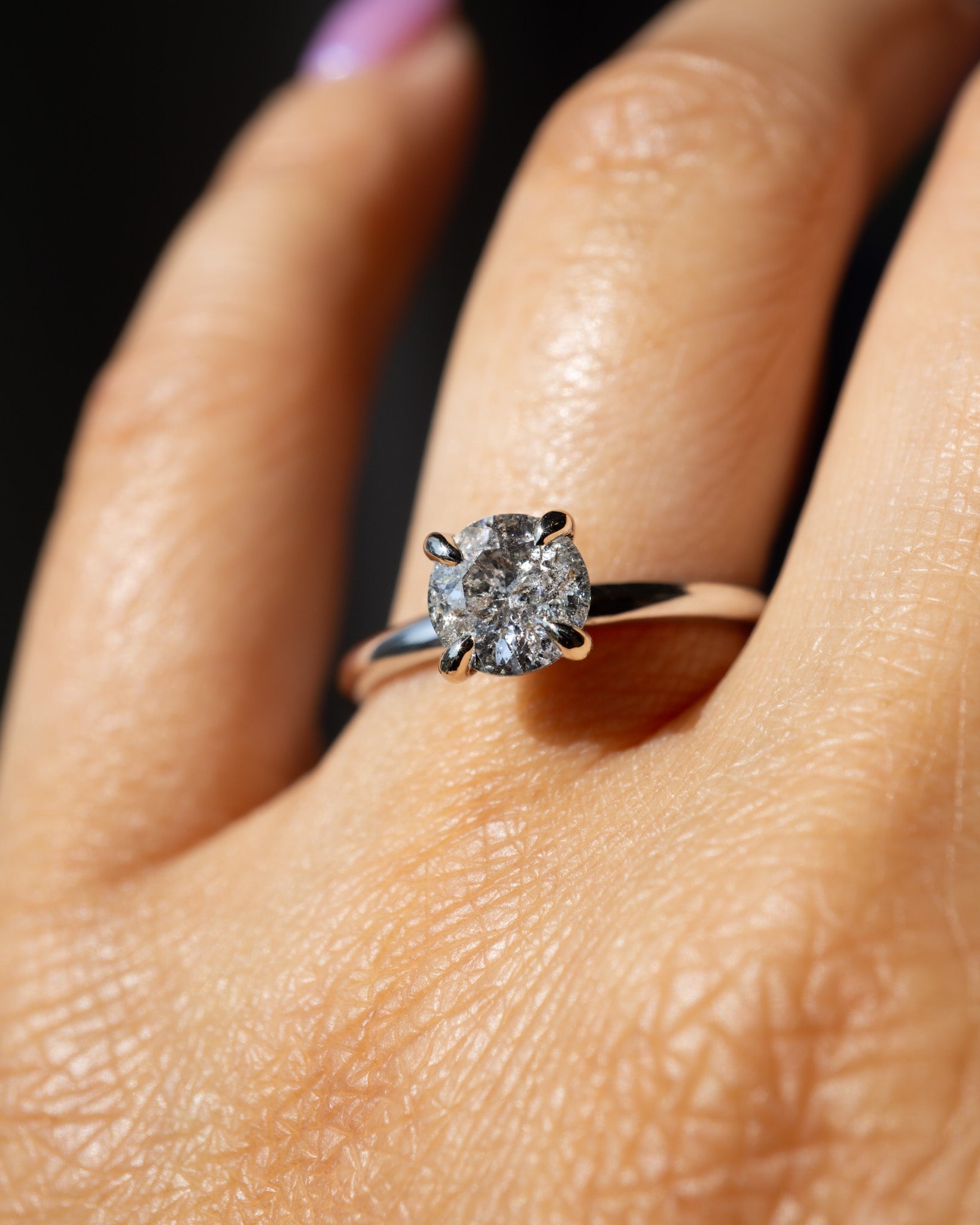 Only One Ring - 1.03ct Round Brilliant Salt and Pepper Diamond *ready-to-ship - Foe & Dear