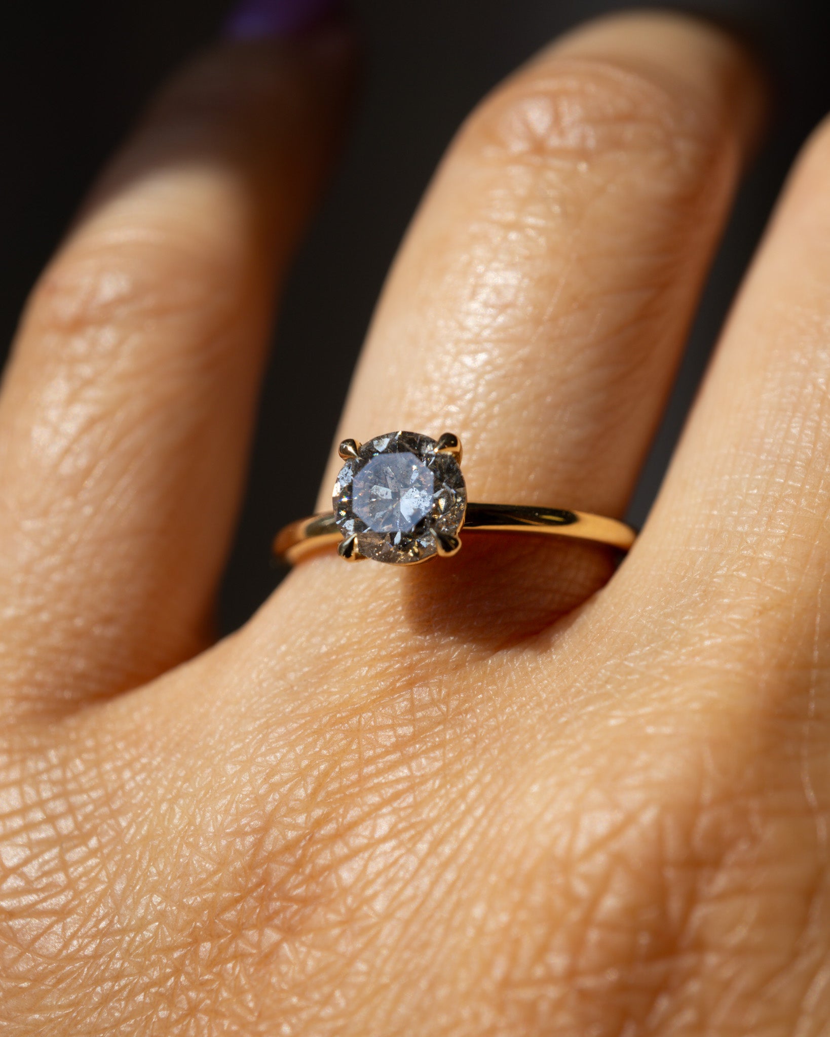 Only One Ring - 1.08ct Round Brilliant Salt and Pepper Diamond *ready-to-ship - Foe & Dear