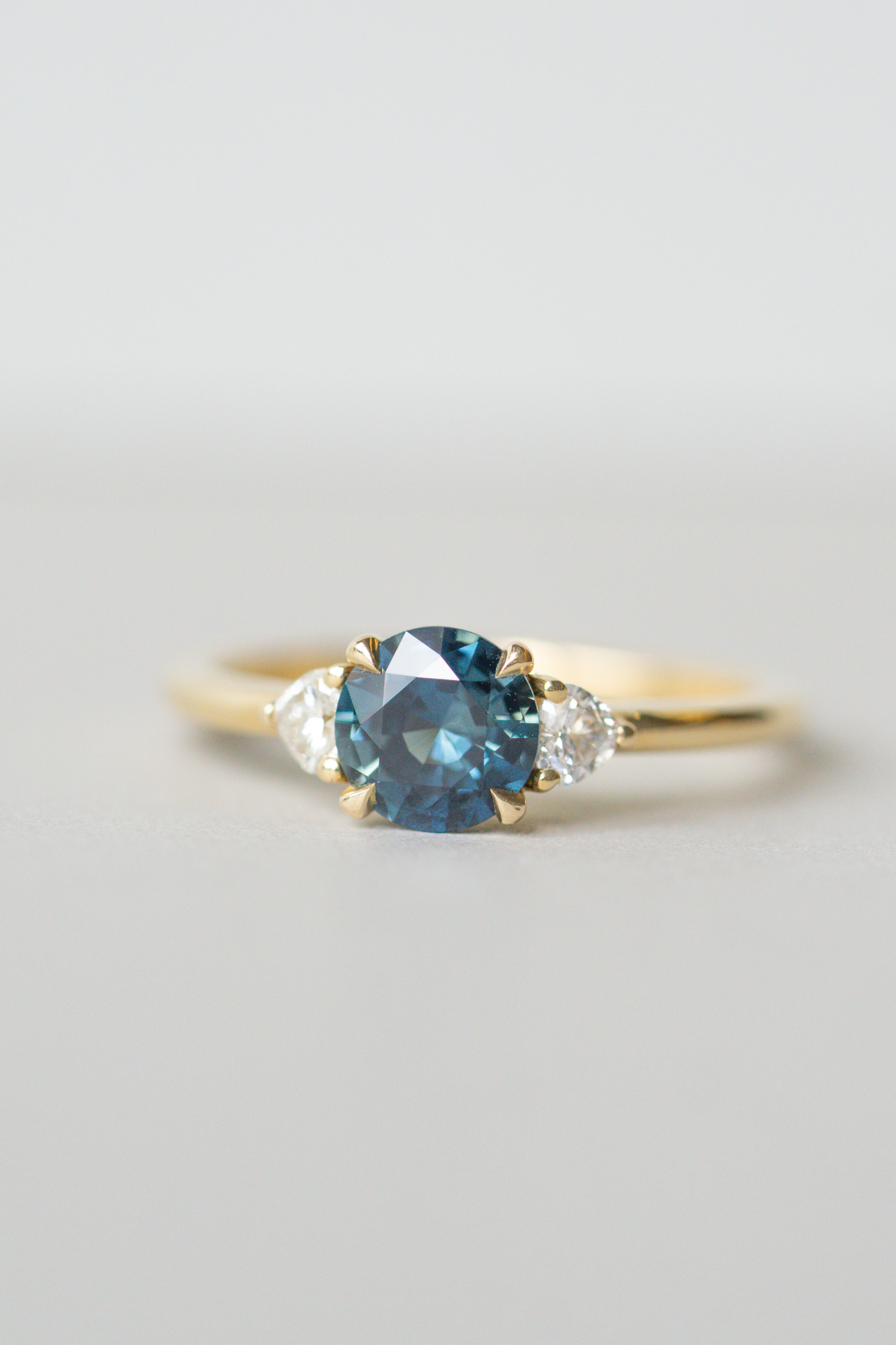 Cypris Ring - 1.10ct Teal Round Brilliant Cut Sapphire *ready-to-ship - Foe & Dear