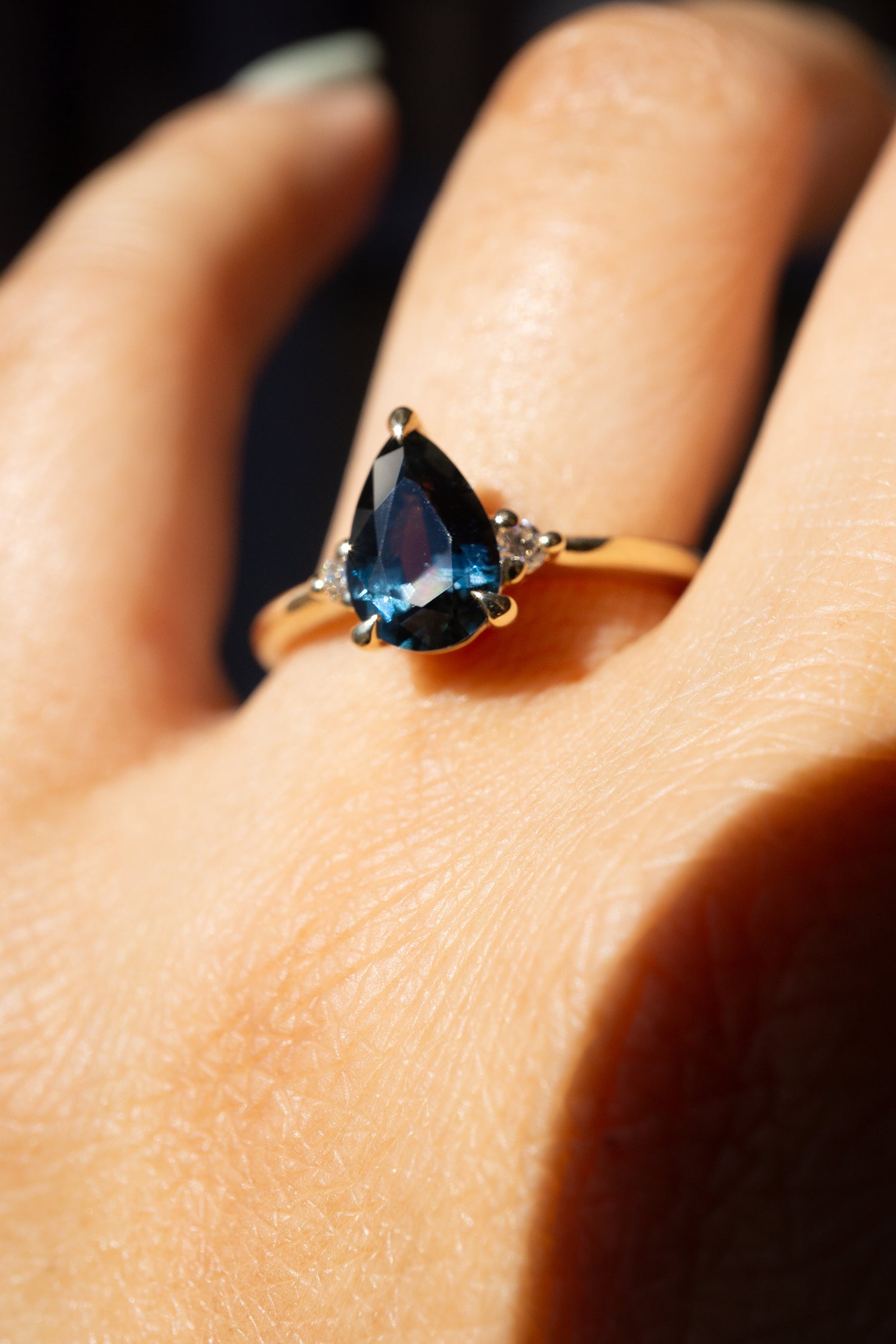 Foe & Dear - Companions Ring - 1.37ct Teal Brilliant Cut Pear Sapphire *ready-to-ship
