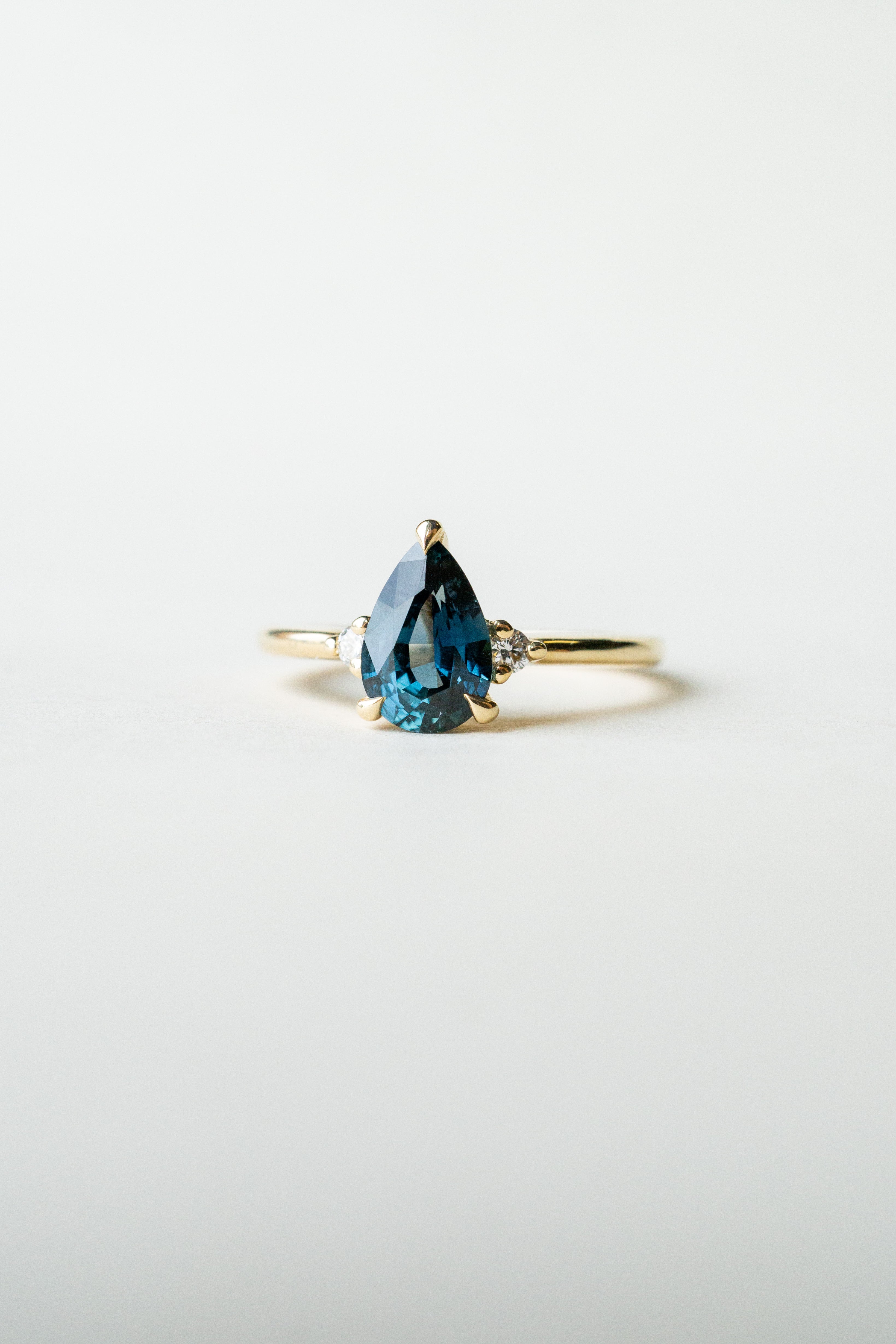 Foe & Dear - Companions Ring - 1.37ct Teal Brilliant Cut Pear Sapphire *ready-to-ship