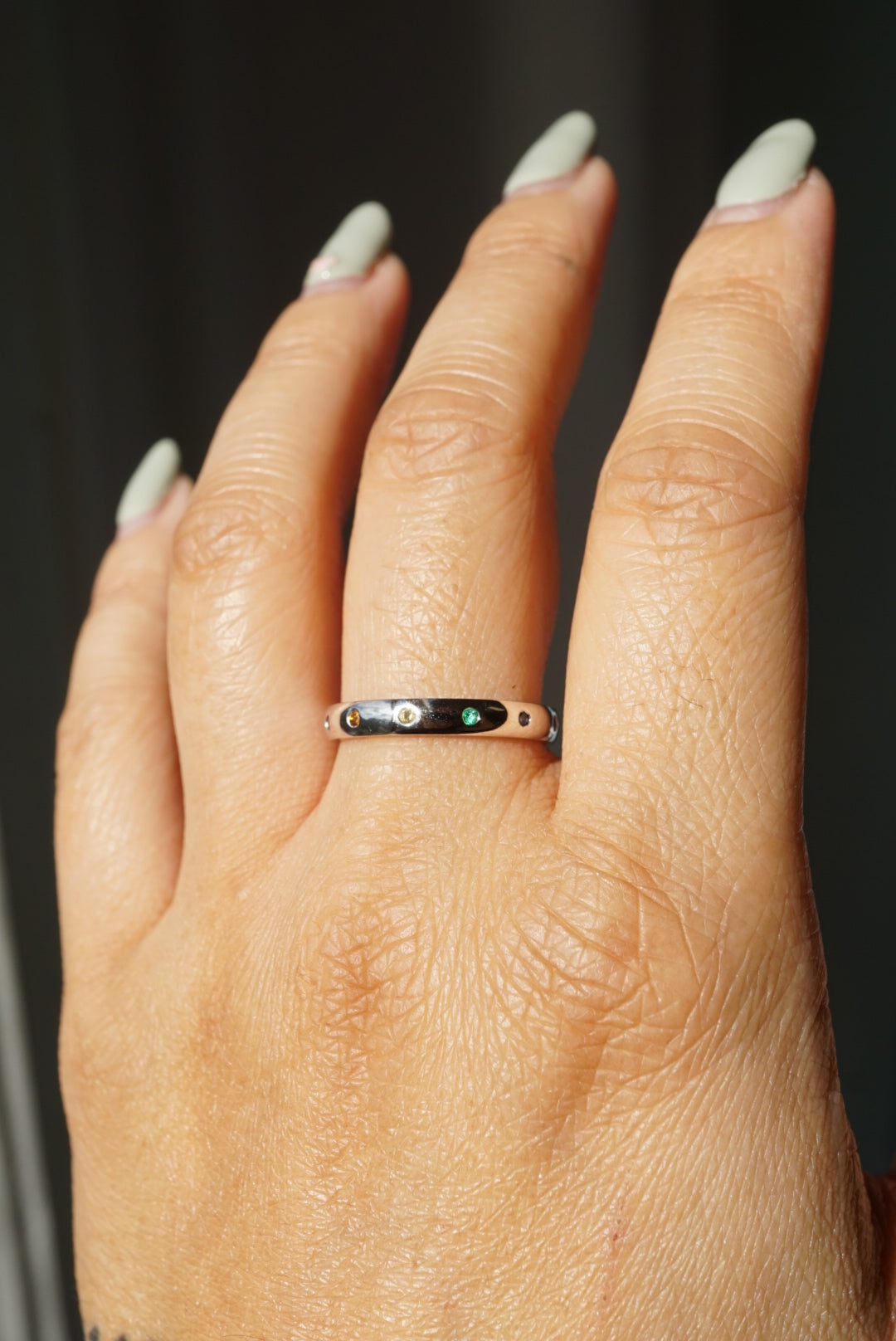 White gold rainbow ring hotsell