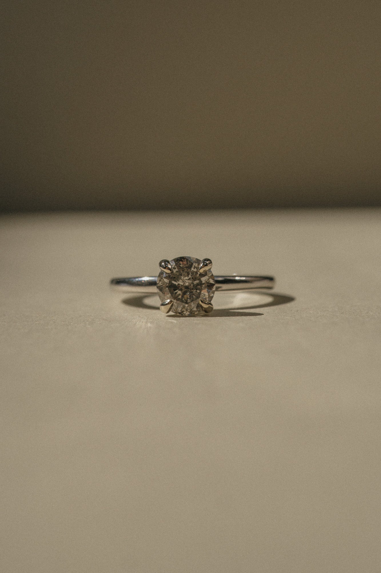 Only One Ring Round Brilliant Salt and Pepper Diamond