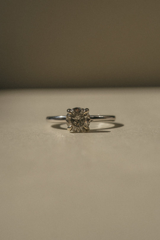 Only One Ring - 1.20ct Round Brilliant Salt and Pepper Diamond *ready-to-ship