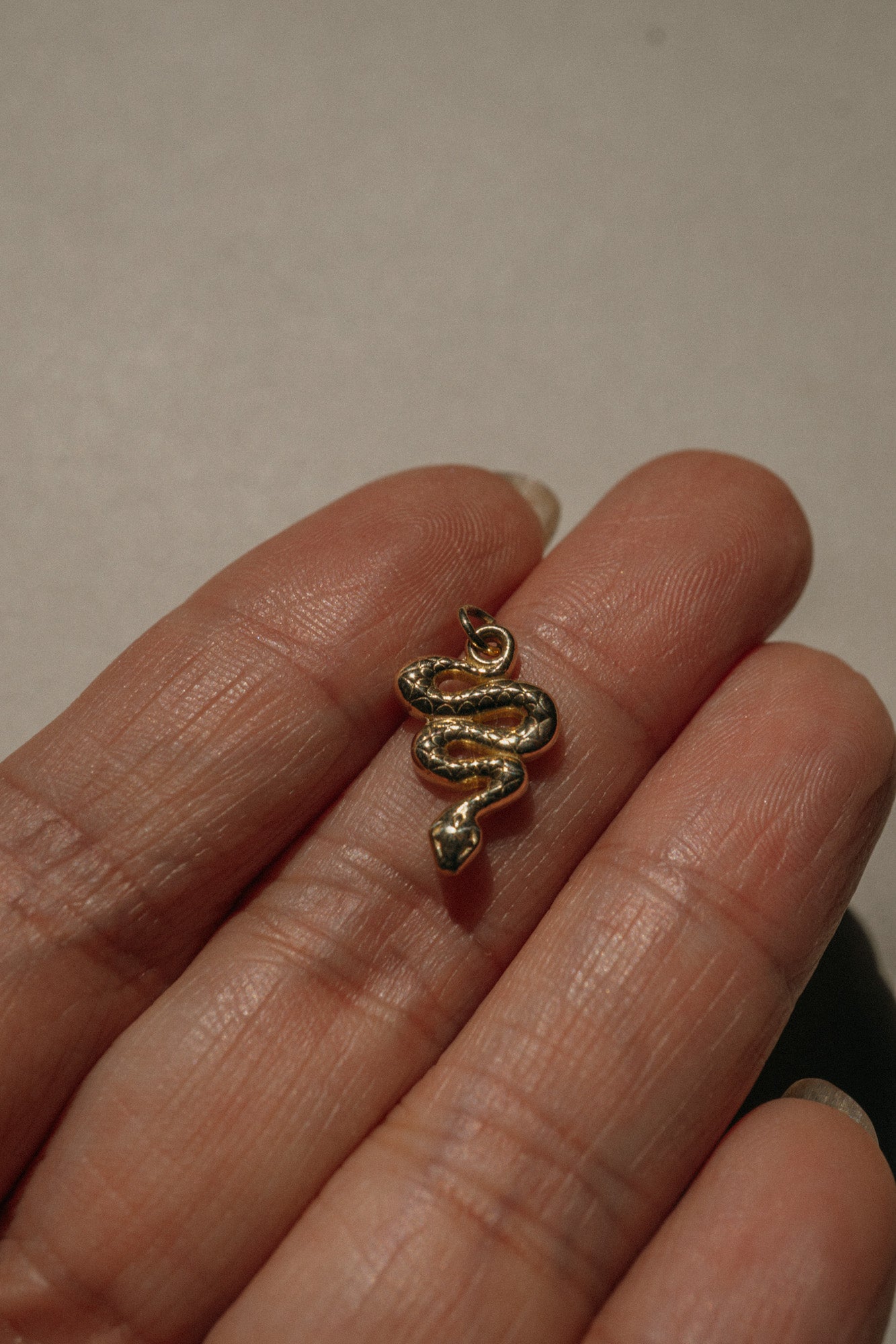 Foe & Dear | Archive Sale: 14k Yellow Gold Snake Charm Pendant *ready-to-ship