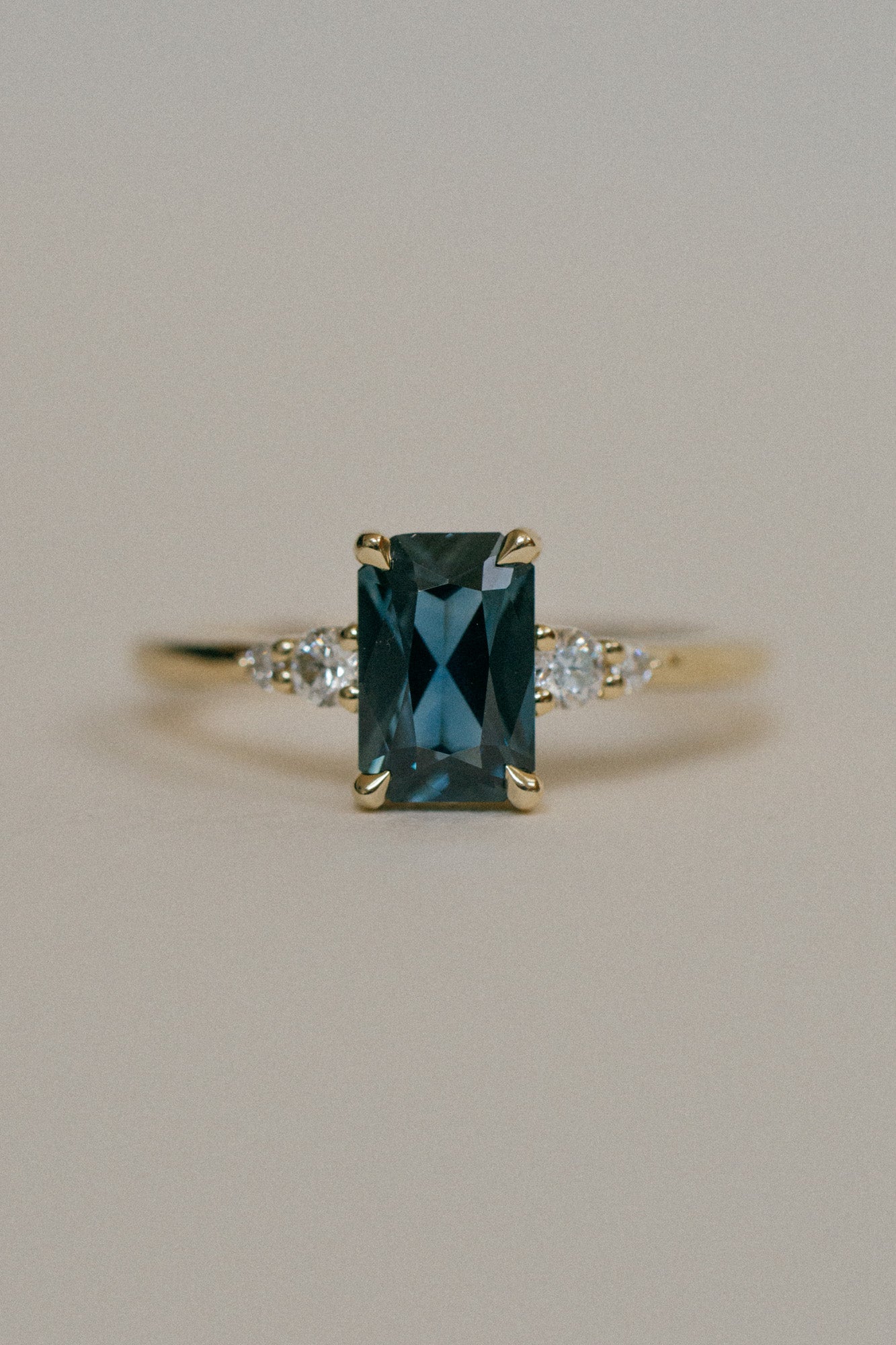 Foe & Dear | Selene Ring - 1.54ct Teal-Green Radiant-cut Sapphire *ready-to-ship