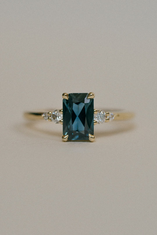 Selene Ring - 1.54ct Teal-Green Radiant-cut Sapphire *ready-to-ship