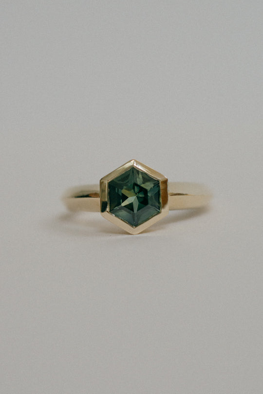 Jupiter Ring - 1.58ct Green Hexagon Brilliant-cut Sapphire *ready-to-ship