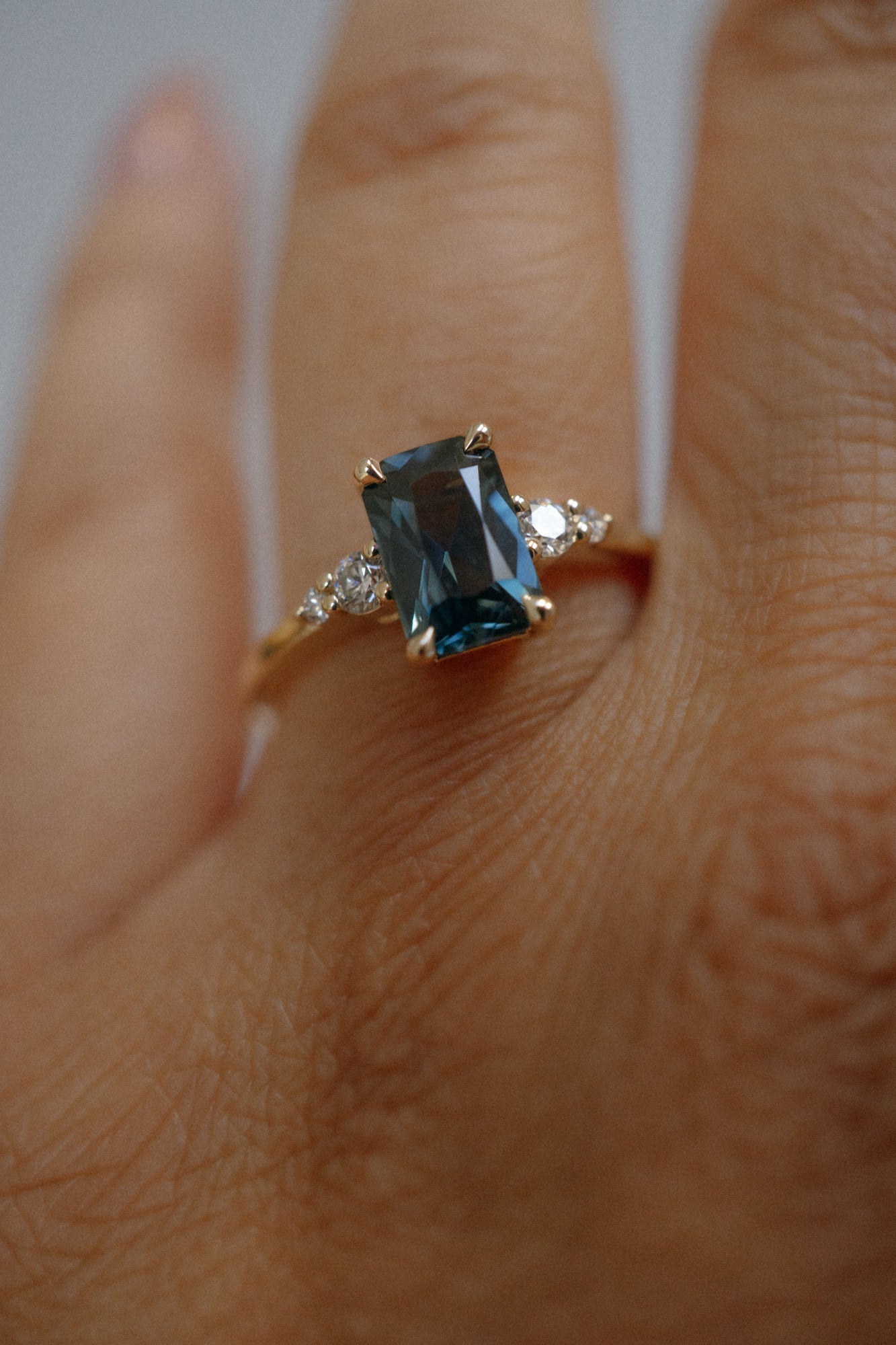 Foe & Dear | Selene Ring - 1.54ct Teal-Green Radiant-cut Sapphire *ready-to-ship