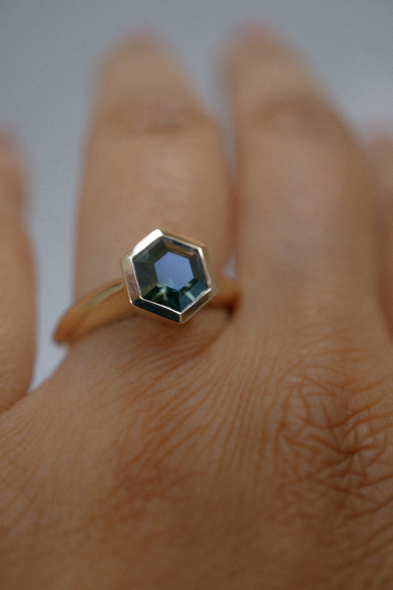 Foe & Dear | Jupiter Ring - 1.58ct Green Hexagon Brilliant-cut Sapphire *ready-to-ship