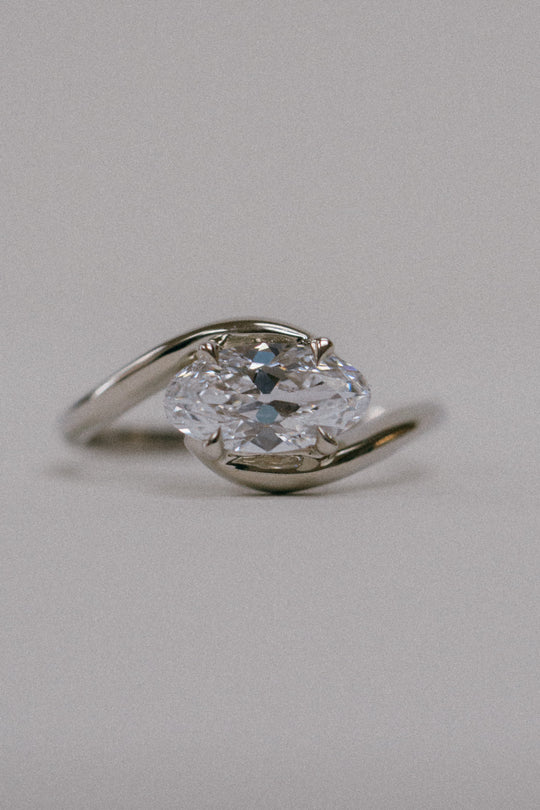 *new * Nori Ring - 1.30ct White Moval Brilliant cut Lab Diamond *ready-to-ship