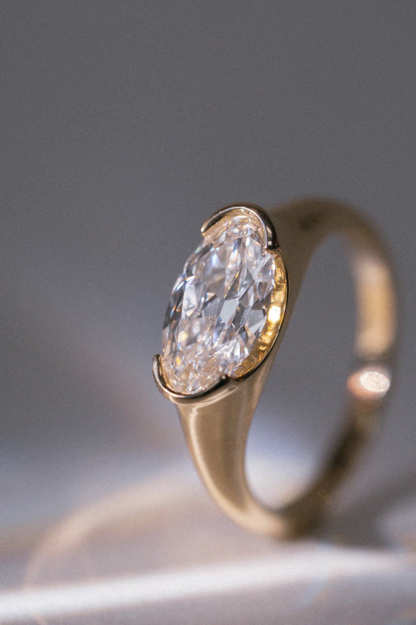 Foe & Dear | Whisper Ring - 1.92ct White Moval Brilliant-cut Lab Diamond *ready-to-ship