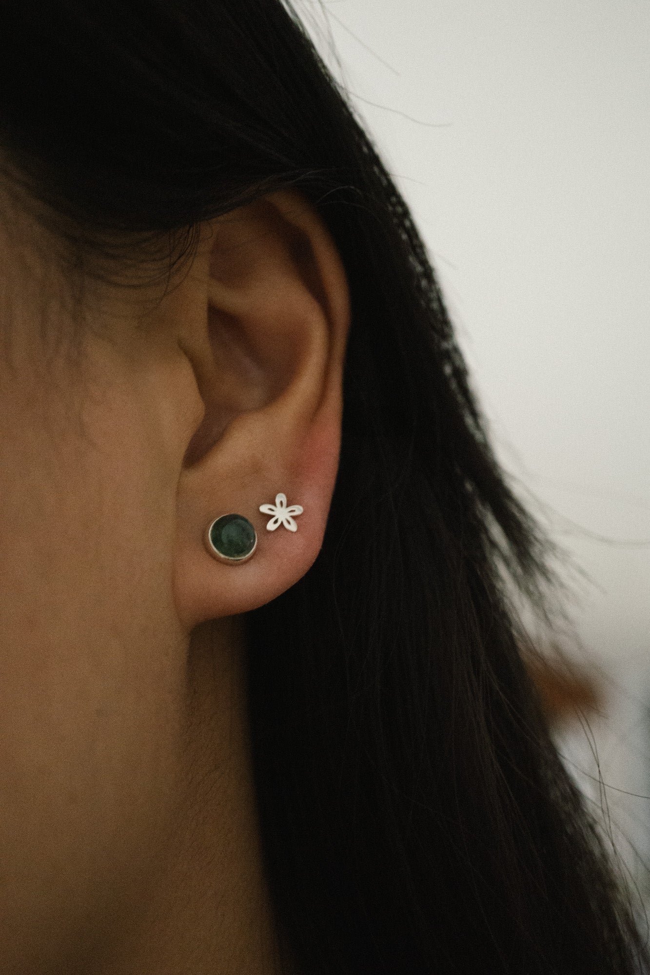 Moss Agate Stud Earrings *made-to-order - Foe & Dear