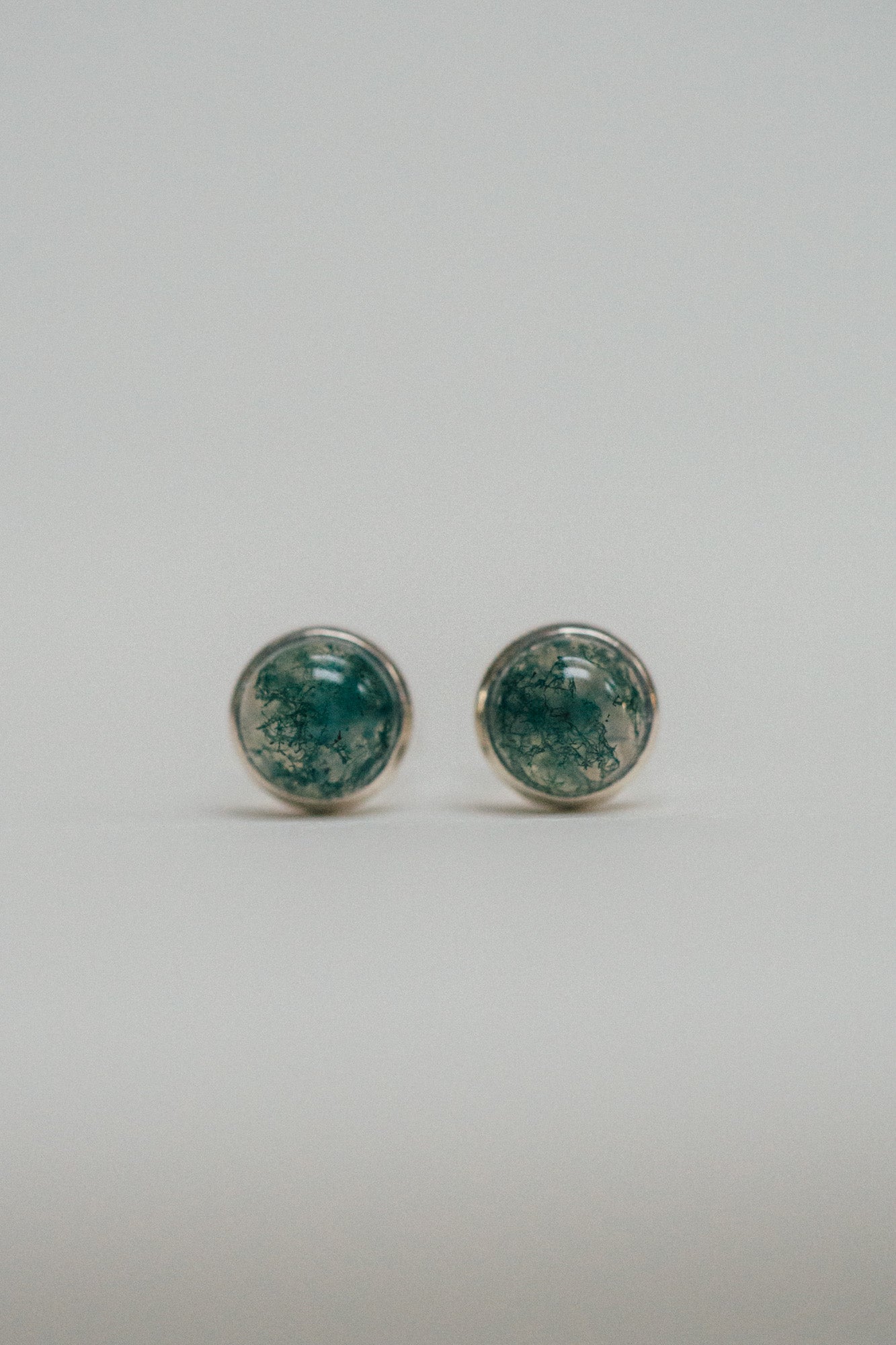 Moss Agate Stud Earrings *made-to-order - Foe & Dear