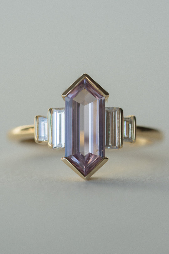Fresco Ring - 1.36ct Lilac Elongated Hexagon Step-cut Sapphire *ready-to-ship