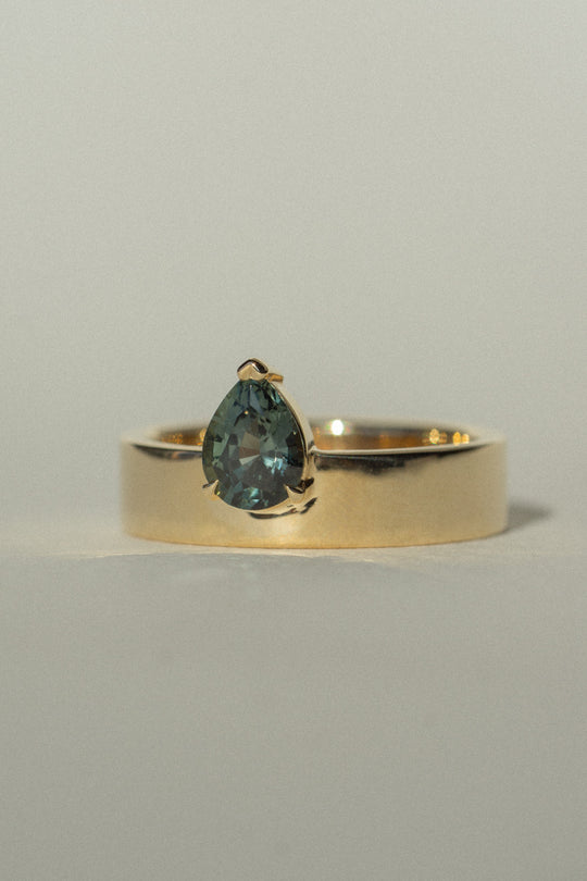 Tapestry Ring - 0.93ct Teal Green Pear Brilliant cut Sapphire *ready-to-ship