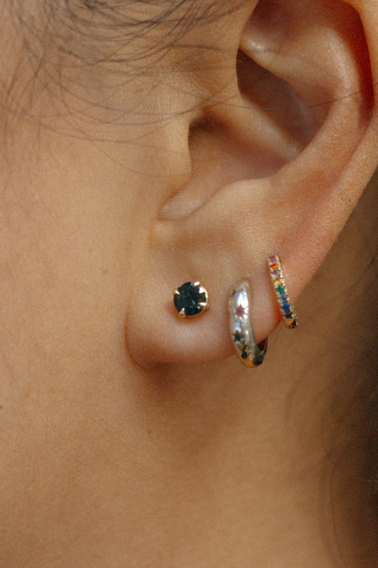 Grande Birthstone Stud Earrings - 1.03tcw Teal Round Brilliant-cut Australian Sapphire *ready-to-ships *ready-to-ship