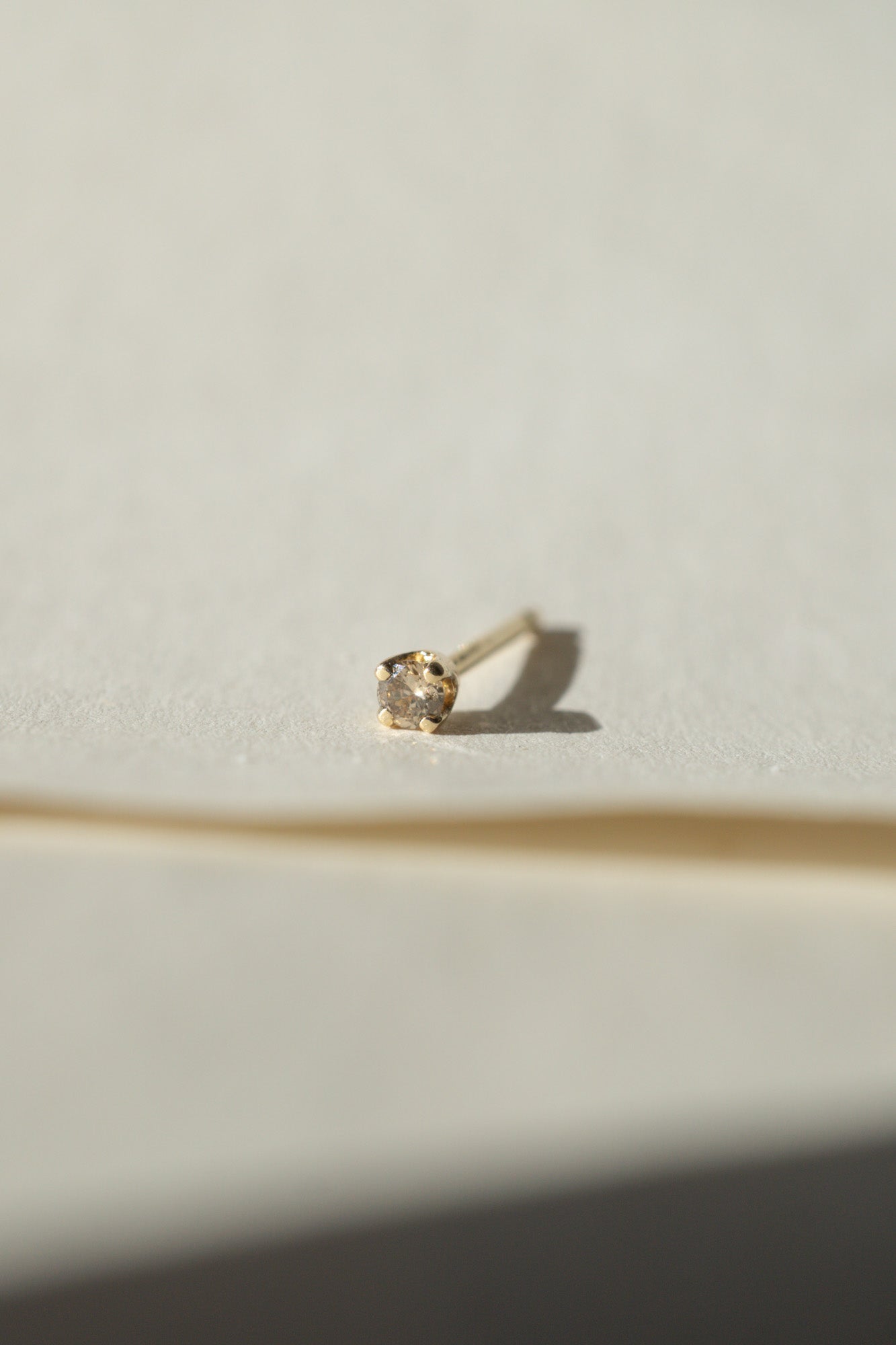 14k Yellow Gold Champagne Diamond Solo Stud Earring / 2mm - Foe & Dear